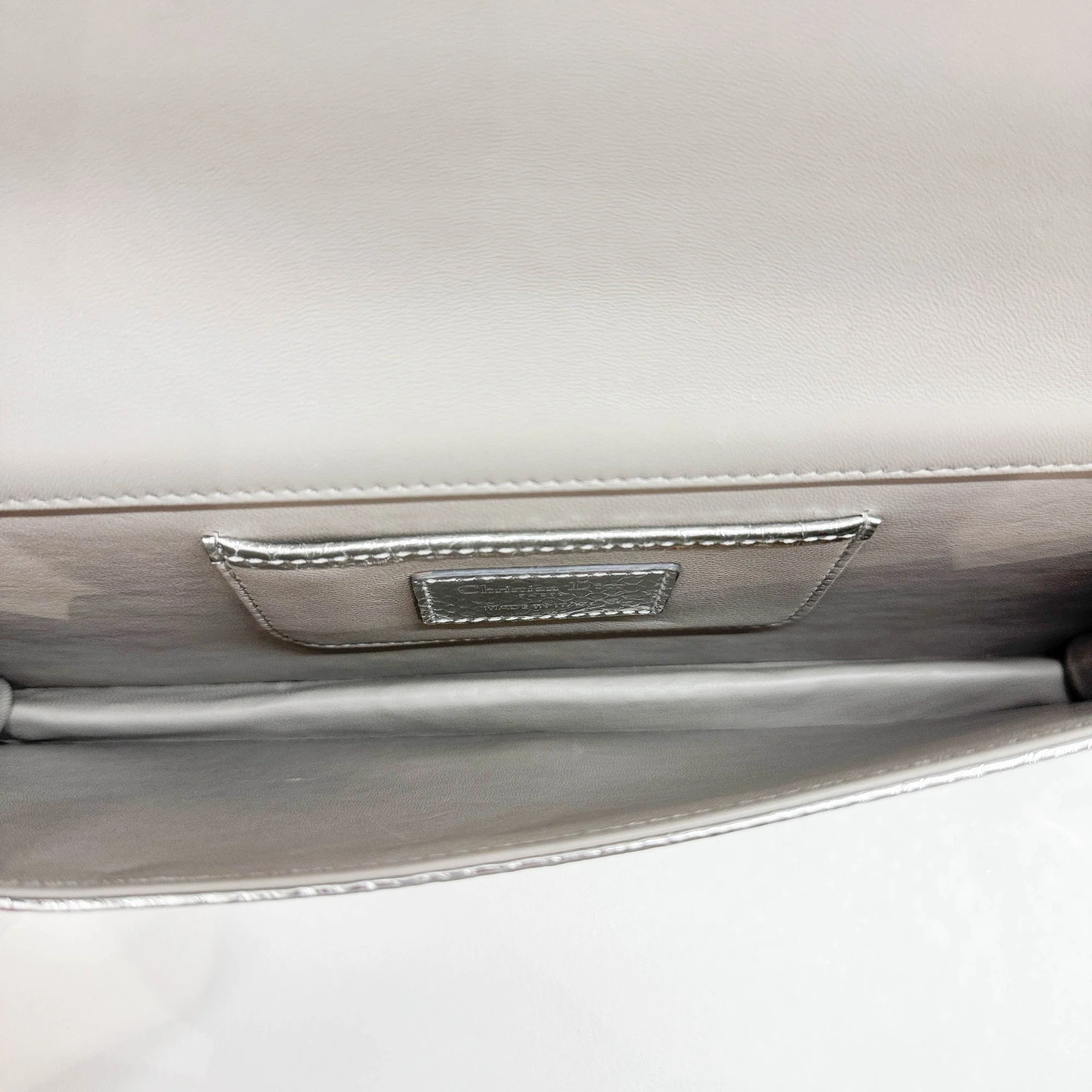 Silver Python Embossed Leather Shoulder Bag - Image 18