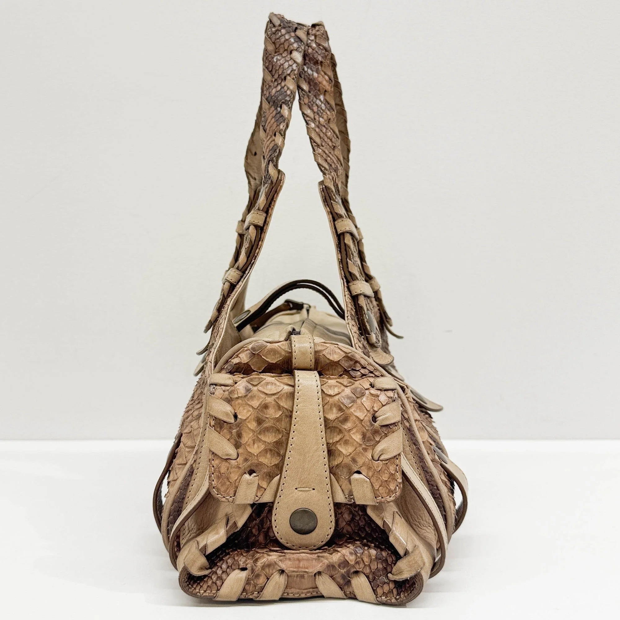 Silverado Brown Python Embossed Leather Shoulder Bag - Image 6