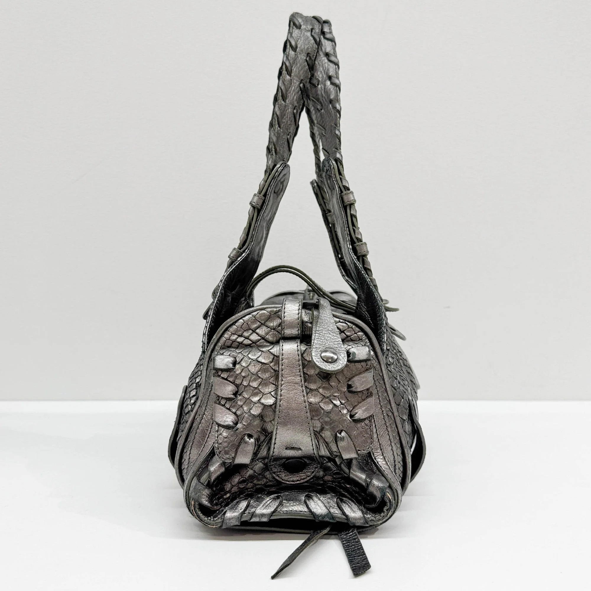 Silverado Silver Python Embossed Leather Shoulder Bag - Image 4