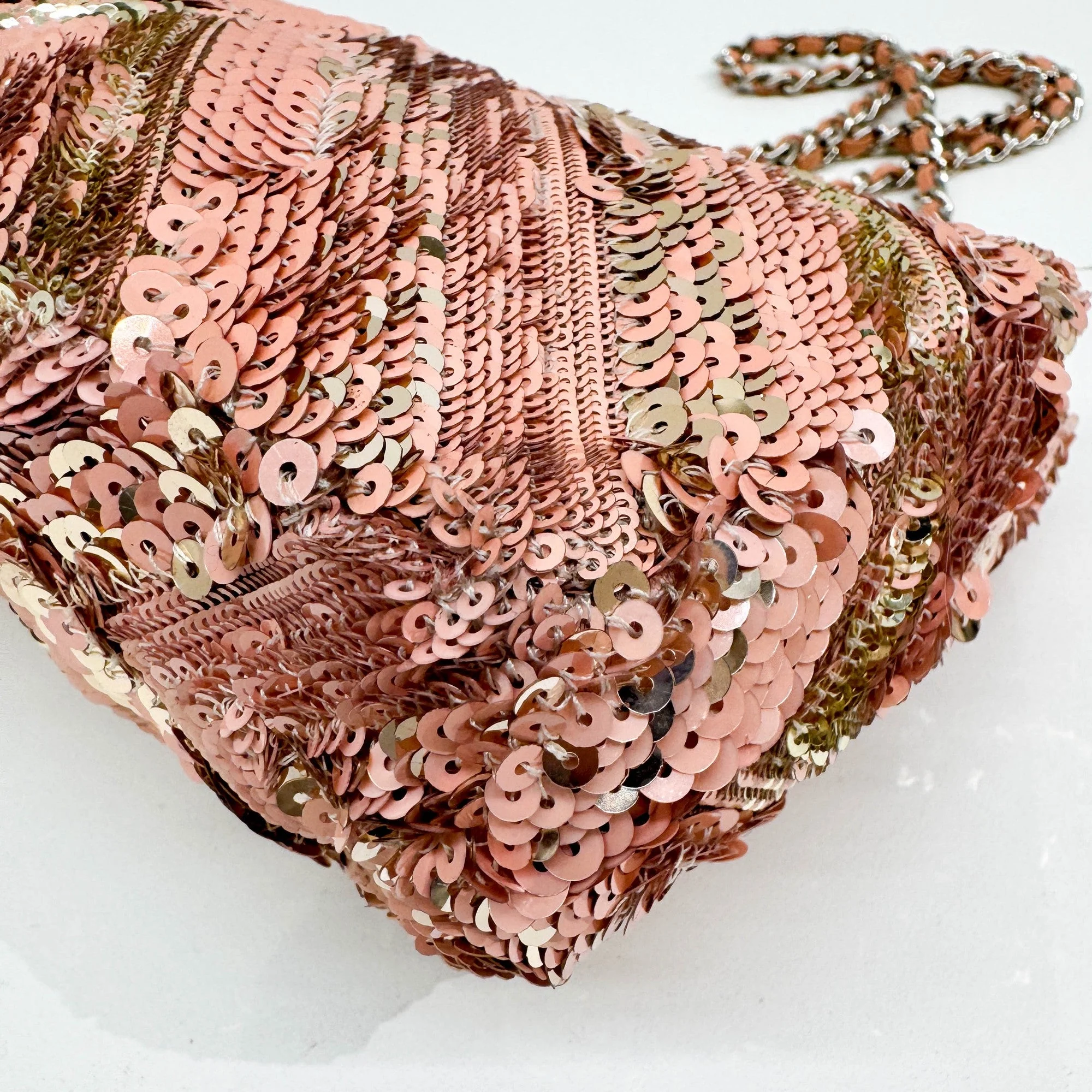 Classic Flap 2016-2017 Chevron Pink Sequin Shoulder Bag - Image 12
