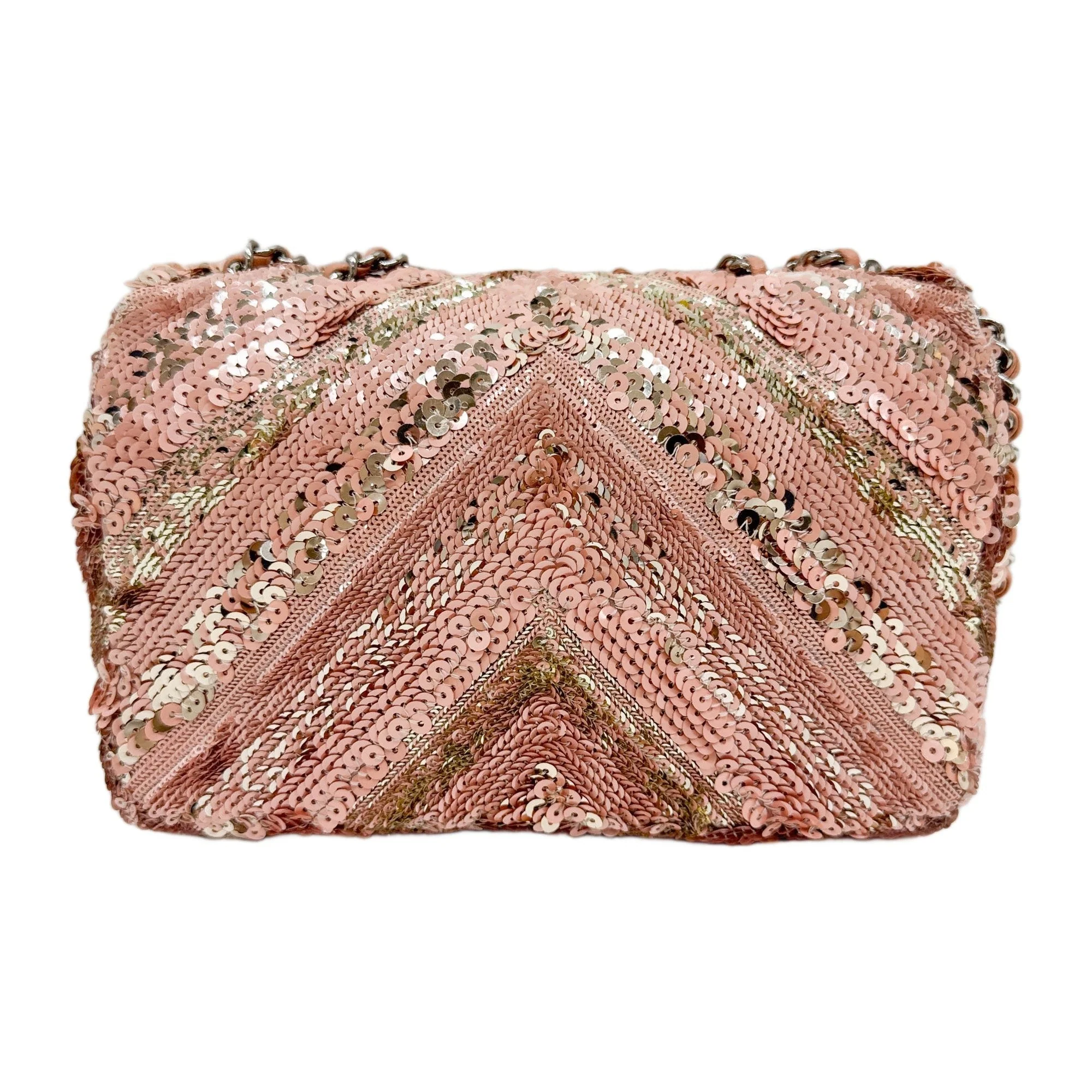 Classic Flap 2016-2017 Chevron Pink Sequin Shoulder Bag - Image 2