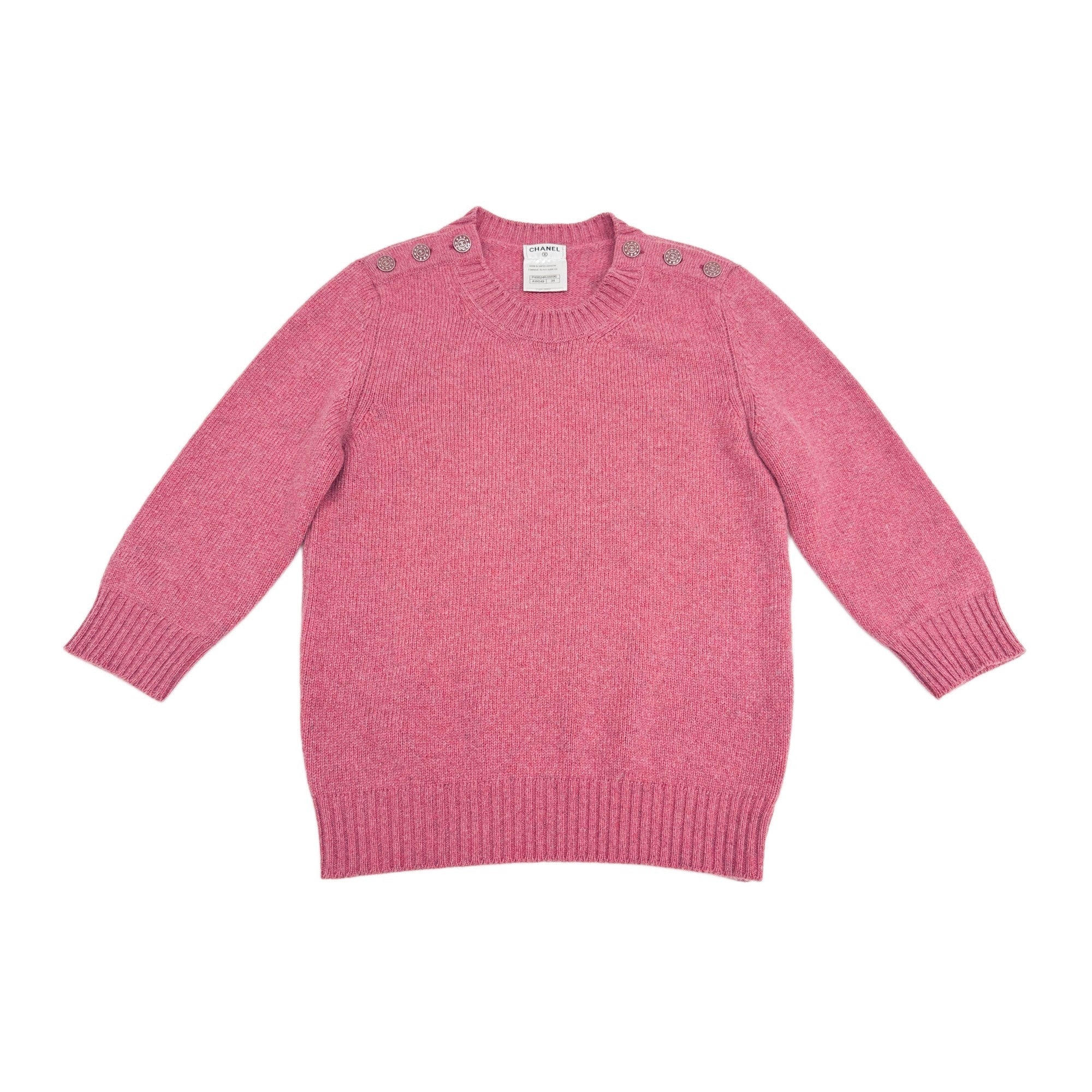 Size 34 EU Knitted Pink Cashmere Halfsleve