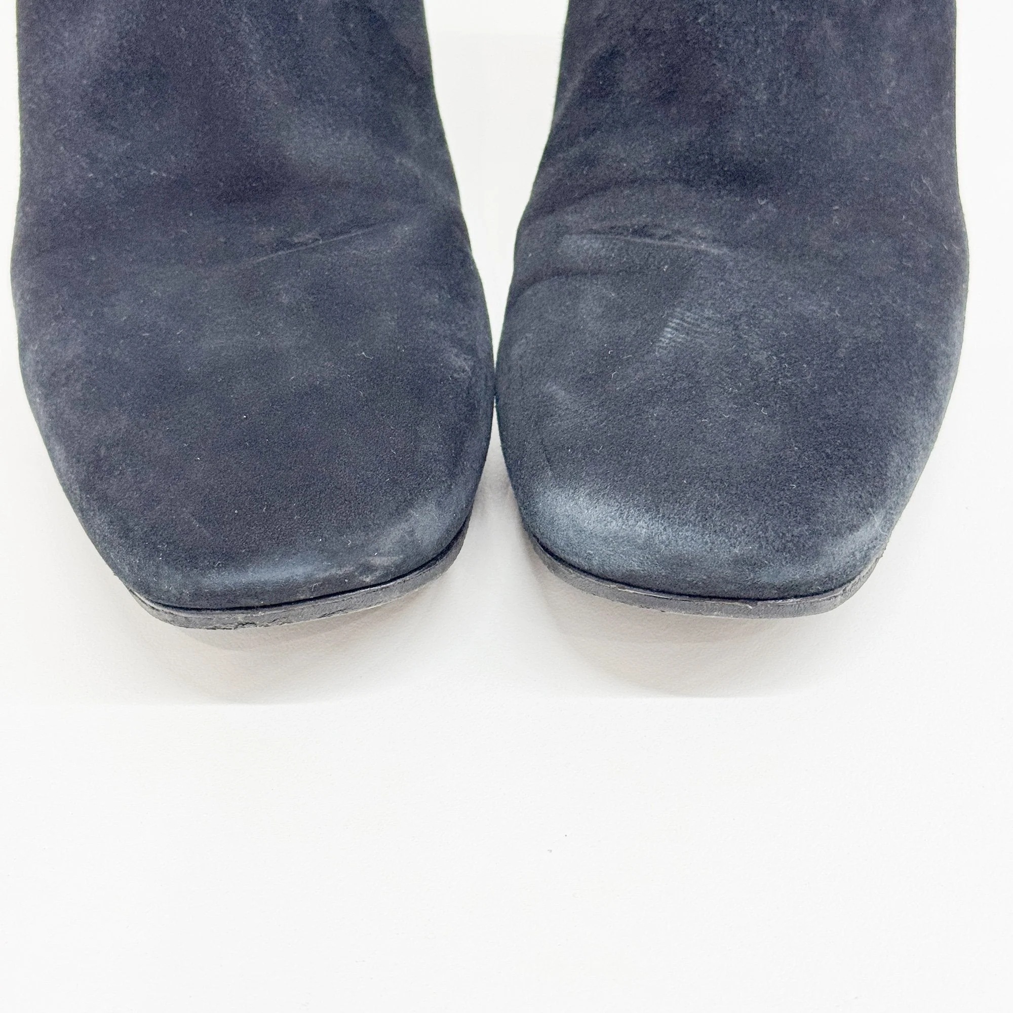 Size 36 1/2 EU Bejewelled Block Heel Black Suede Boots - Image 6