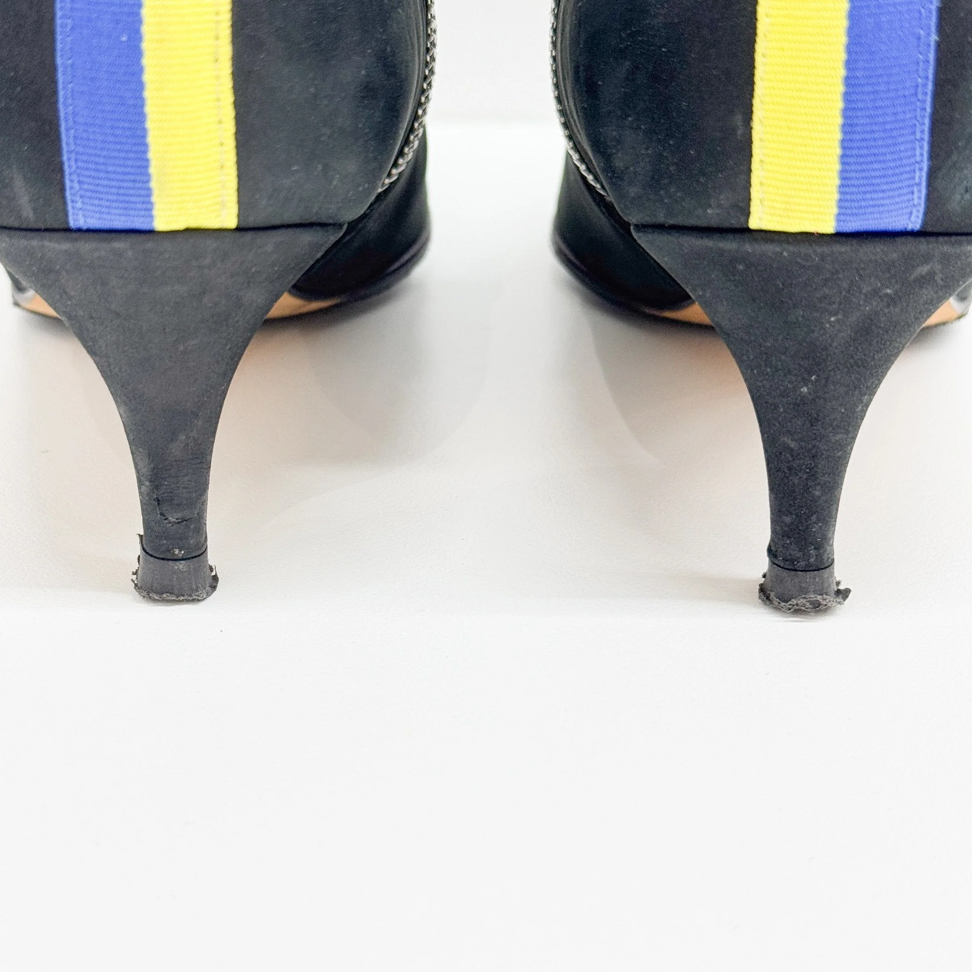 Size 37 1/2 EU Black Nubuck Leather Knee High Heels - Image 5