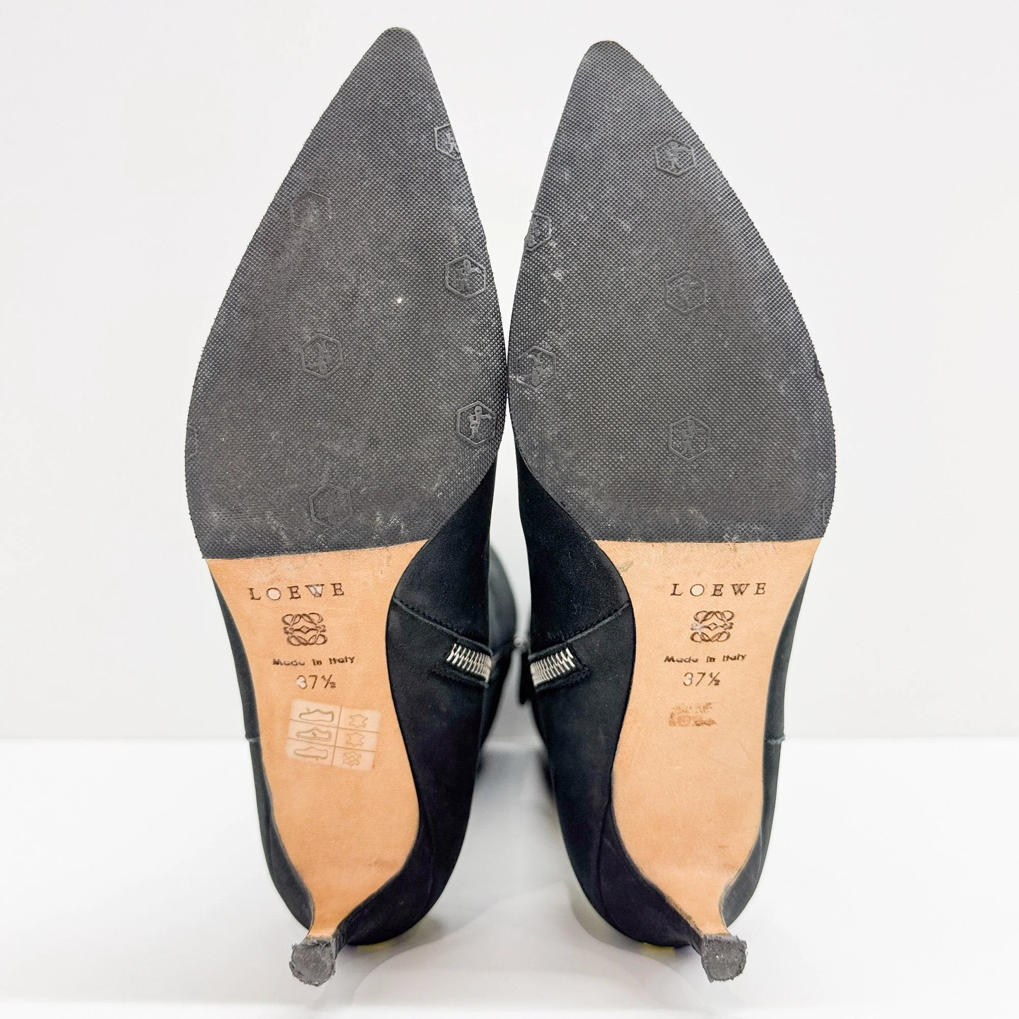 Size 37 1/2 EU Black Nubuck Leather Knee High Heels - Image 8