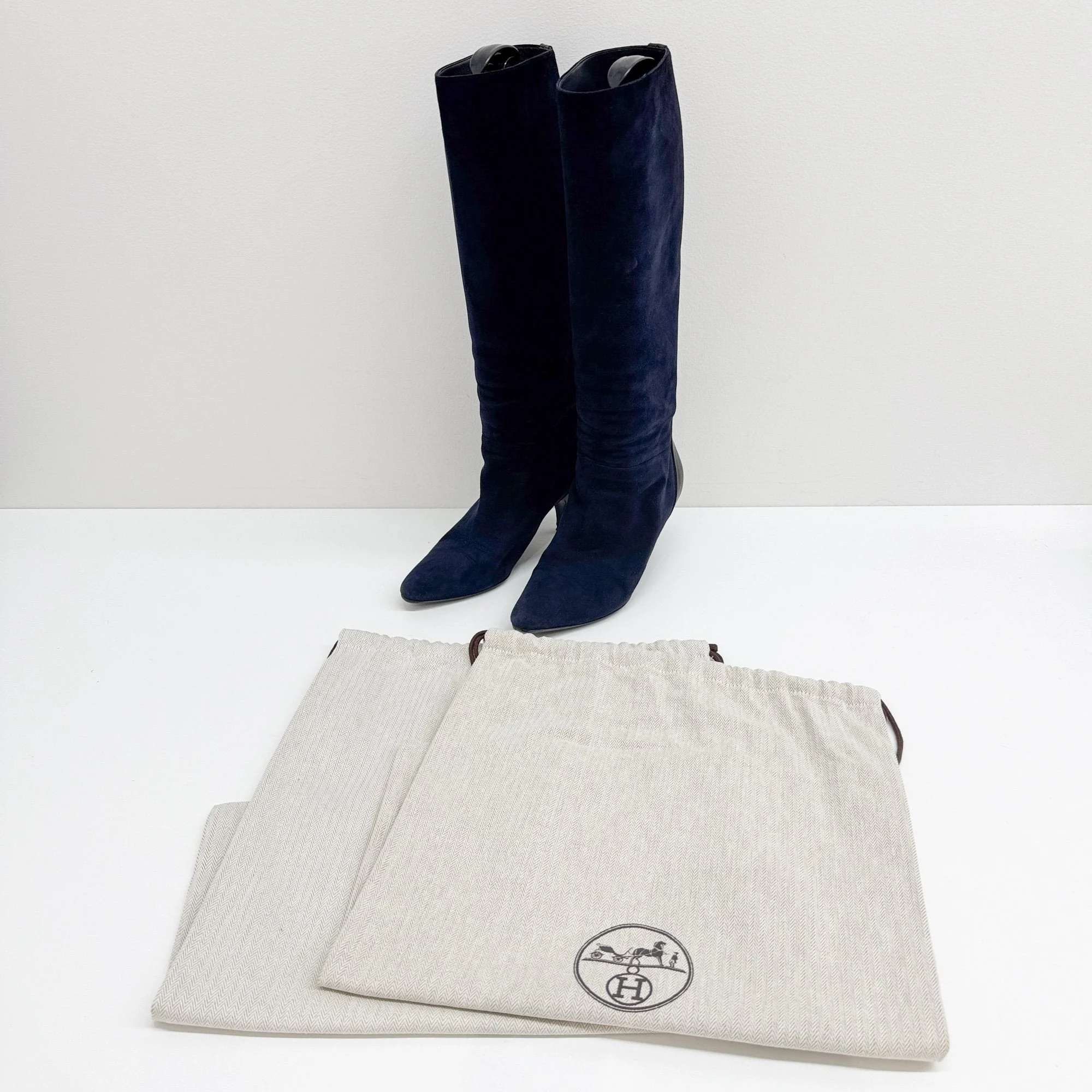 Size 37 1/2 EU Navy Blue Suede Knee High Boots - Image 4