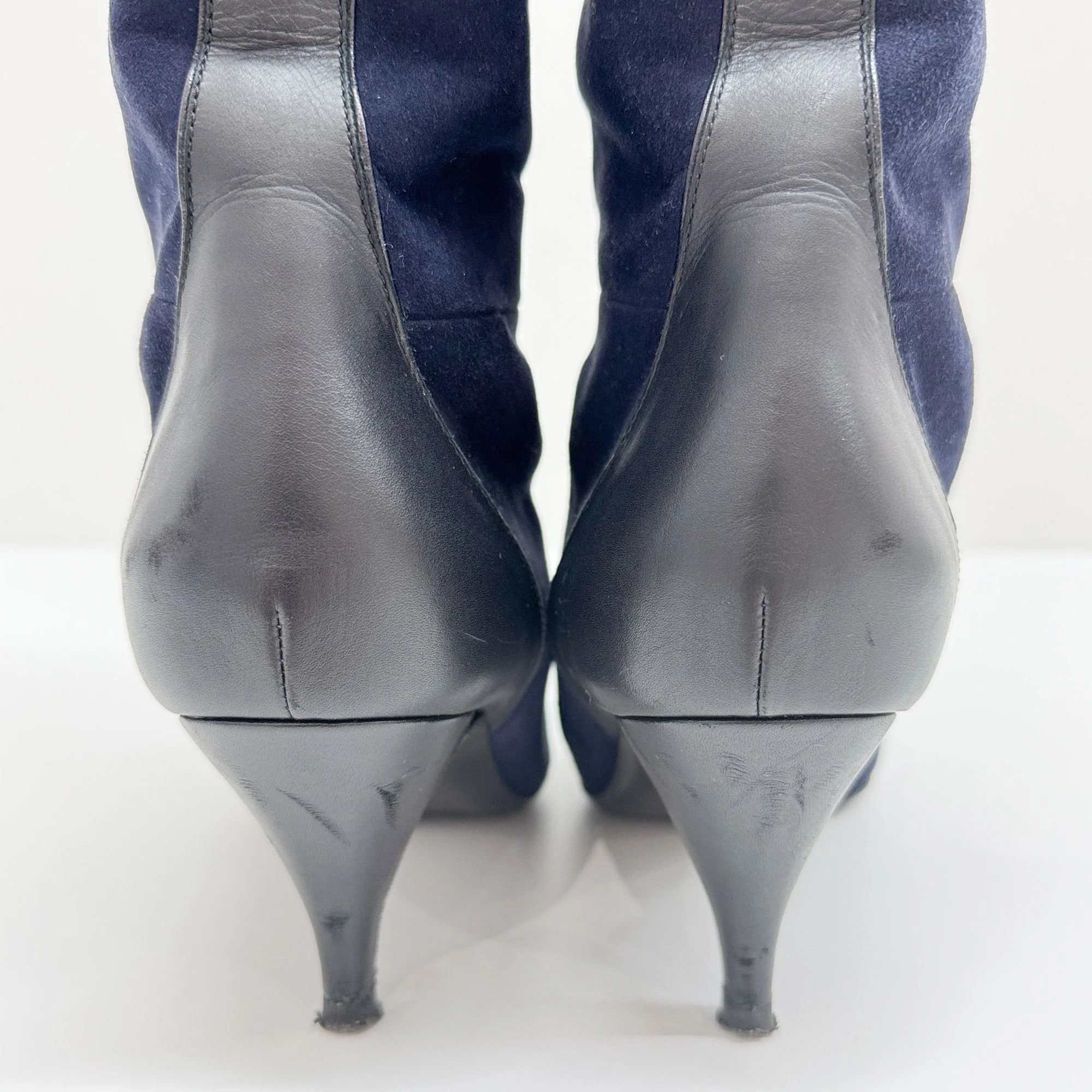 Size 37 1/2 EU Navy Blue Suede Knee High Boots - Image 7
