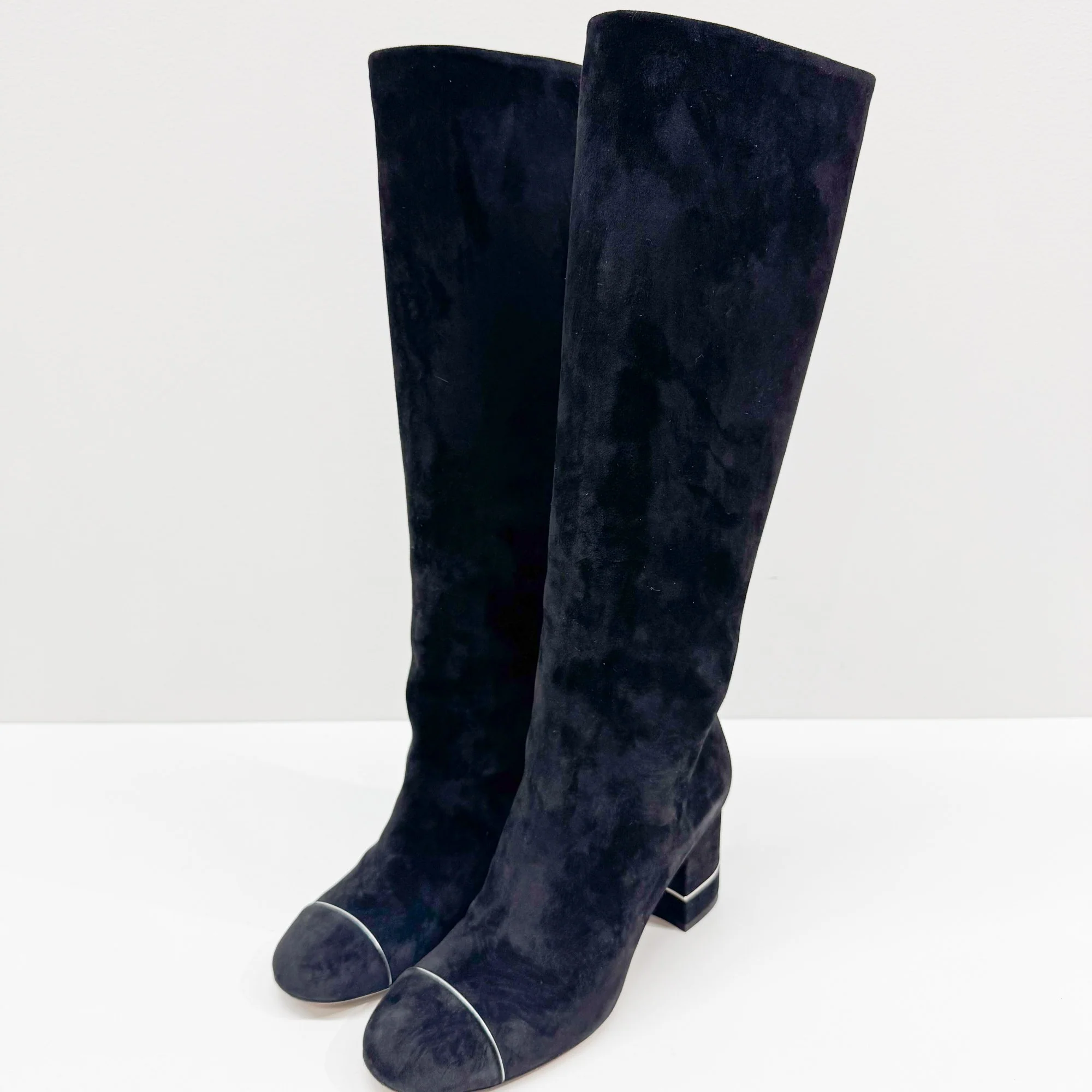 Size 37.5 EU Black Suede Long Boots - Image 5