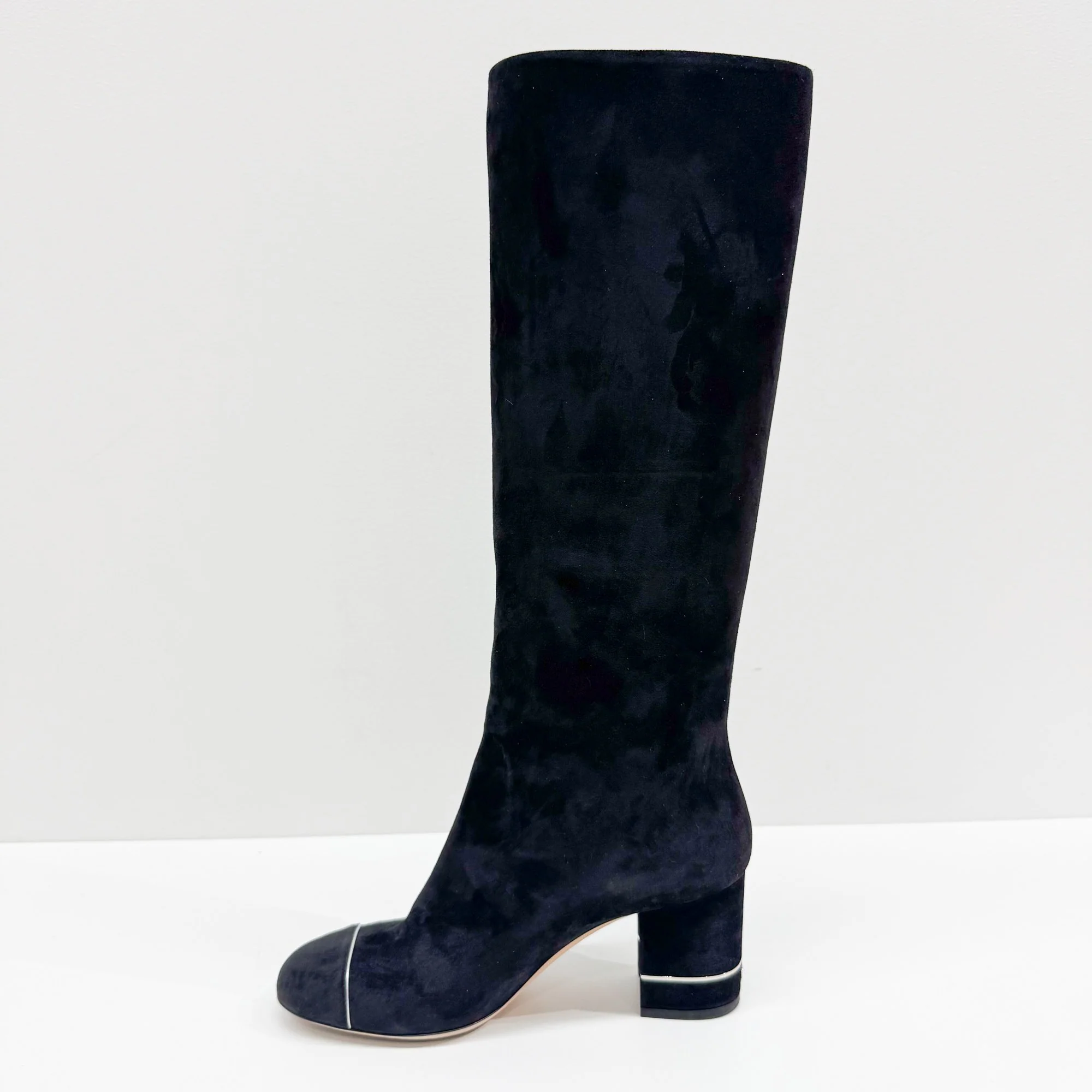 Size 37.5 EU Black Suede Long Boots - Image 6