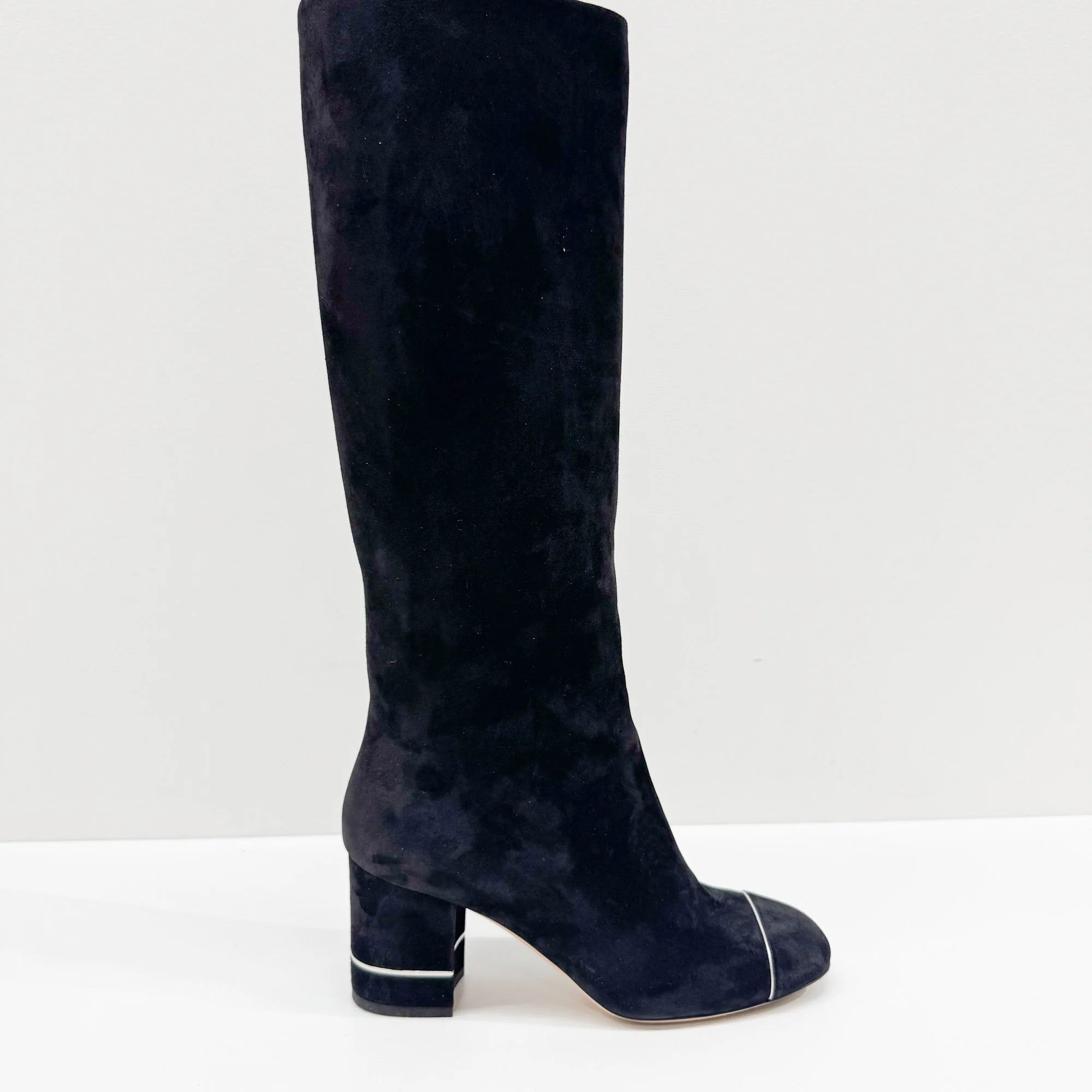 Size 37.5 EU Black Suede Long Boots - Image 7