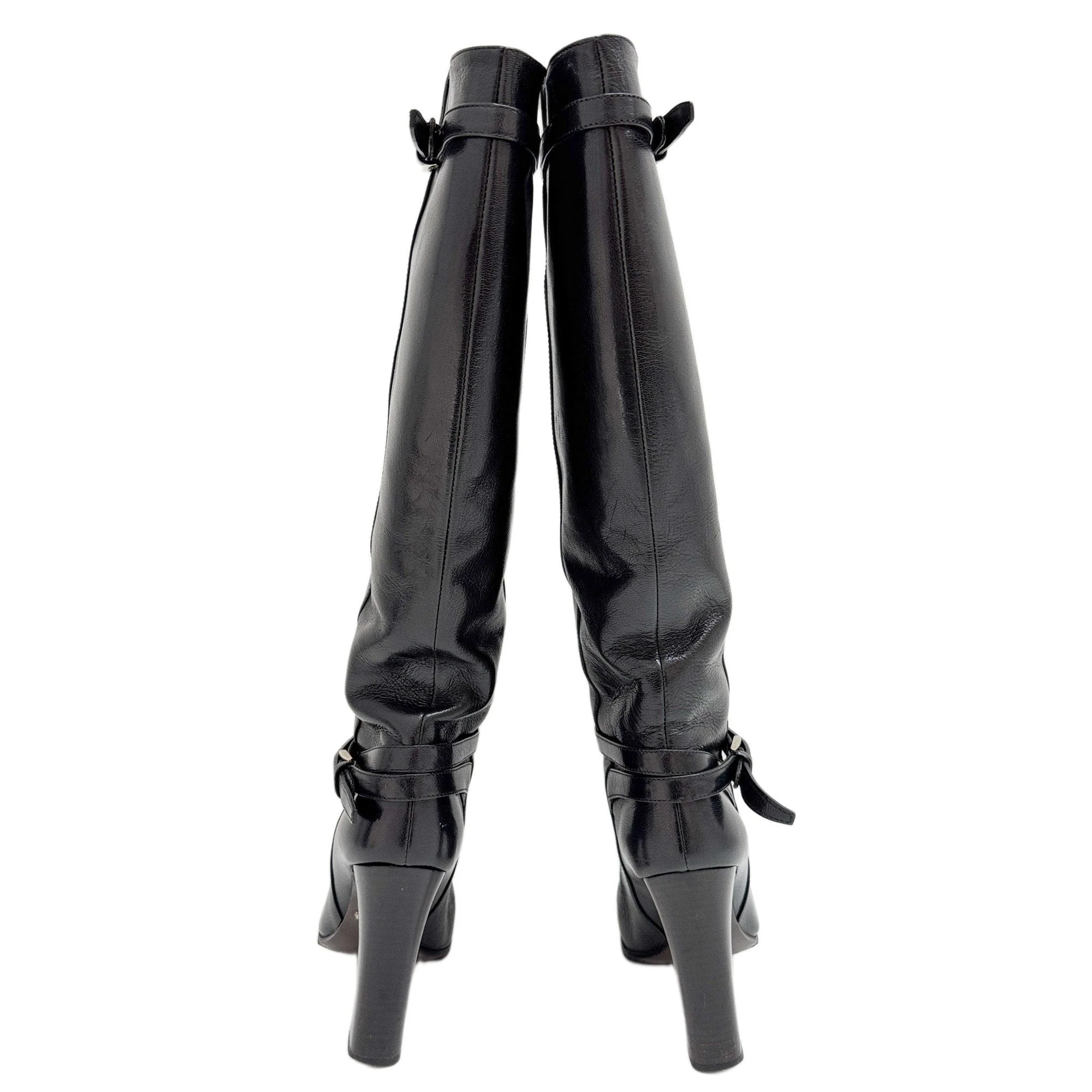 Size 37 EU Black Leather Knee High Boots - Image 3