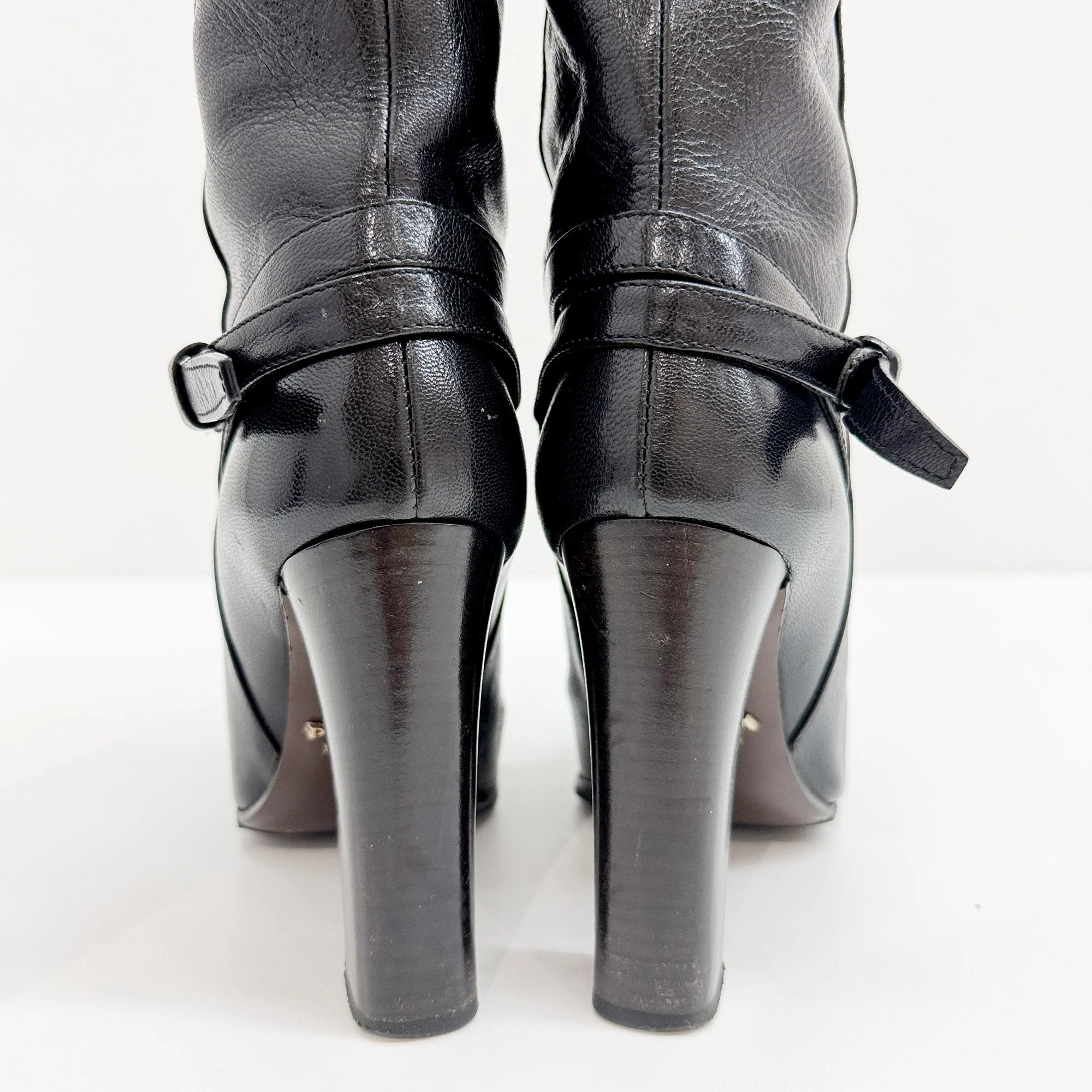 Size 37 EU Black Leather Knee High Boots - Image 5