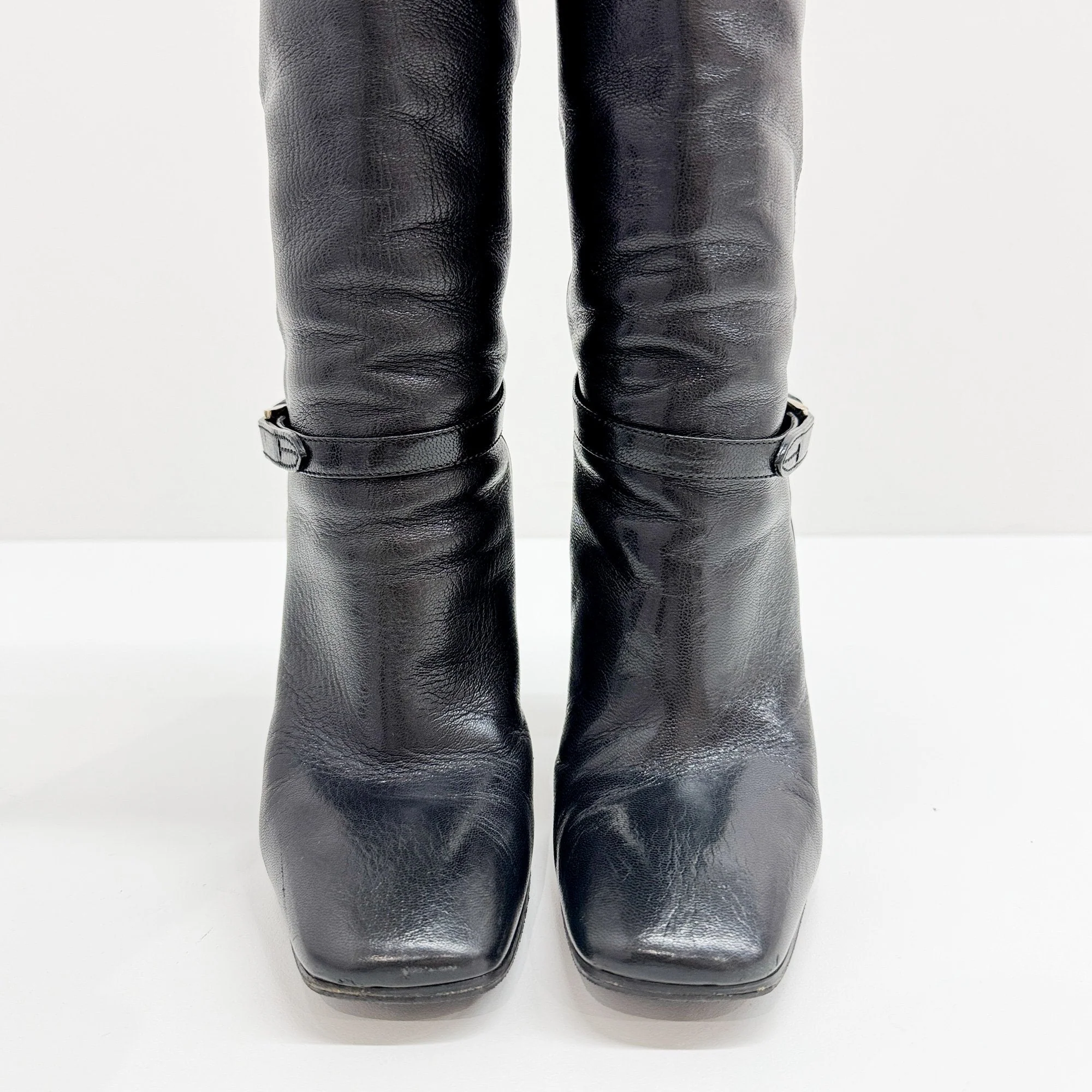 Size 37 EU Black Leather Knee High Boots - Image 6