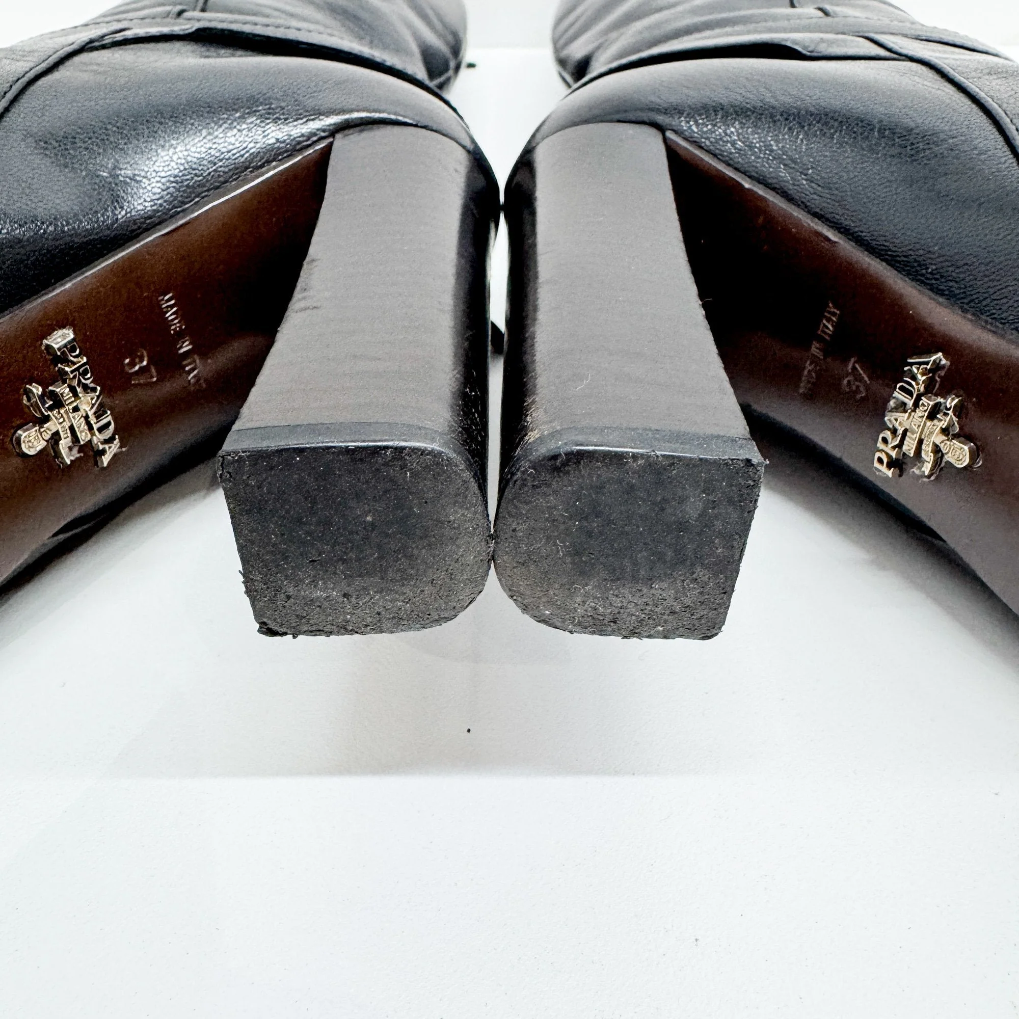 Size 37 EU Black Leather Knee High Boots - Image 8
