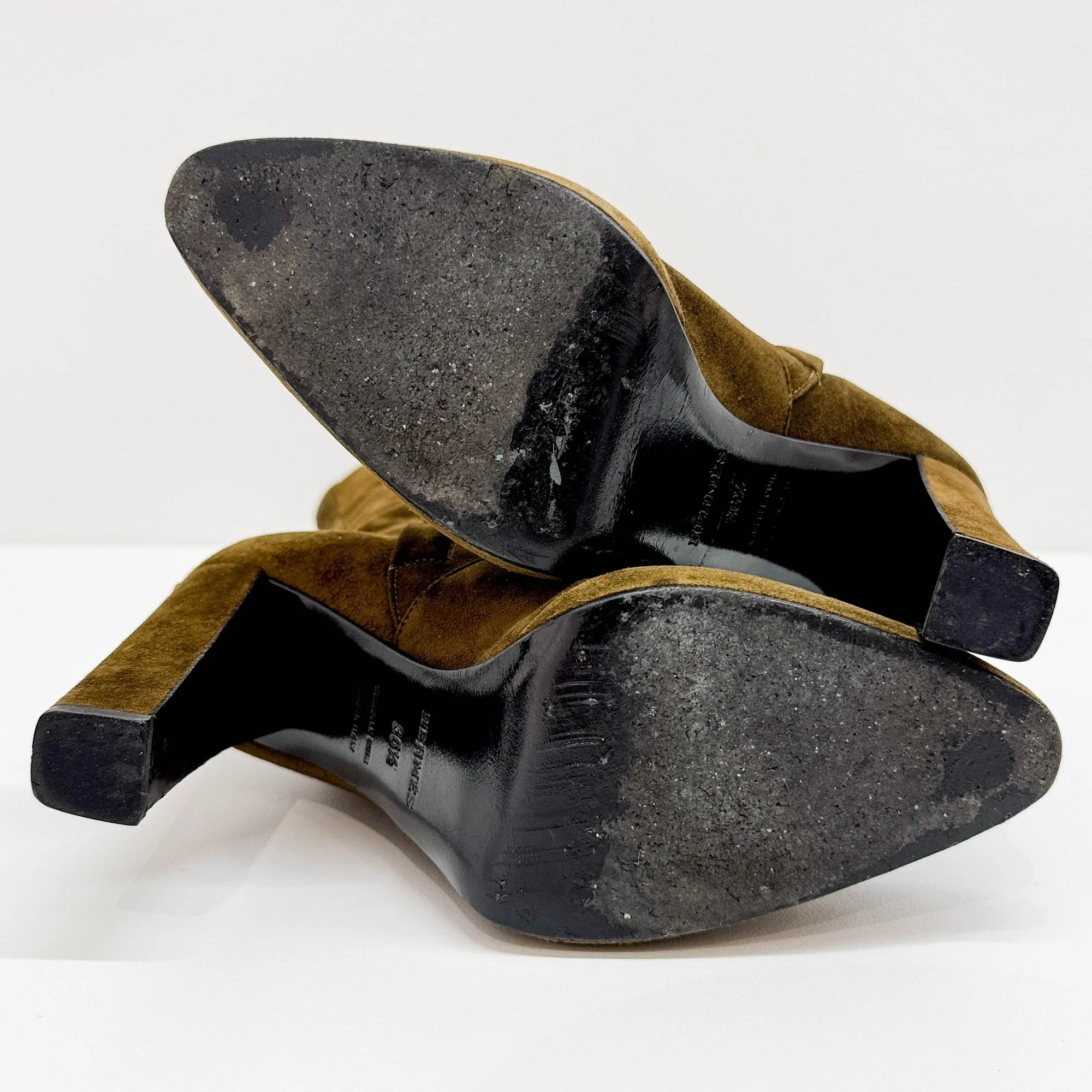 Size EU 36 1/2 Olive Brown Suede Boots - Image 5