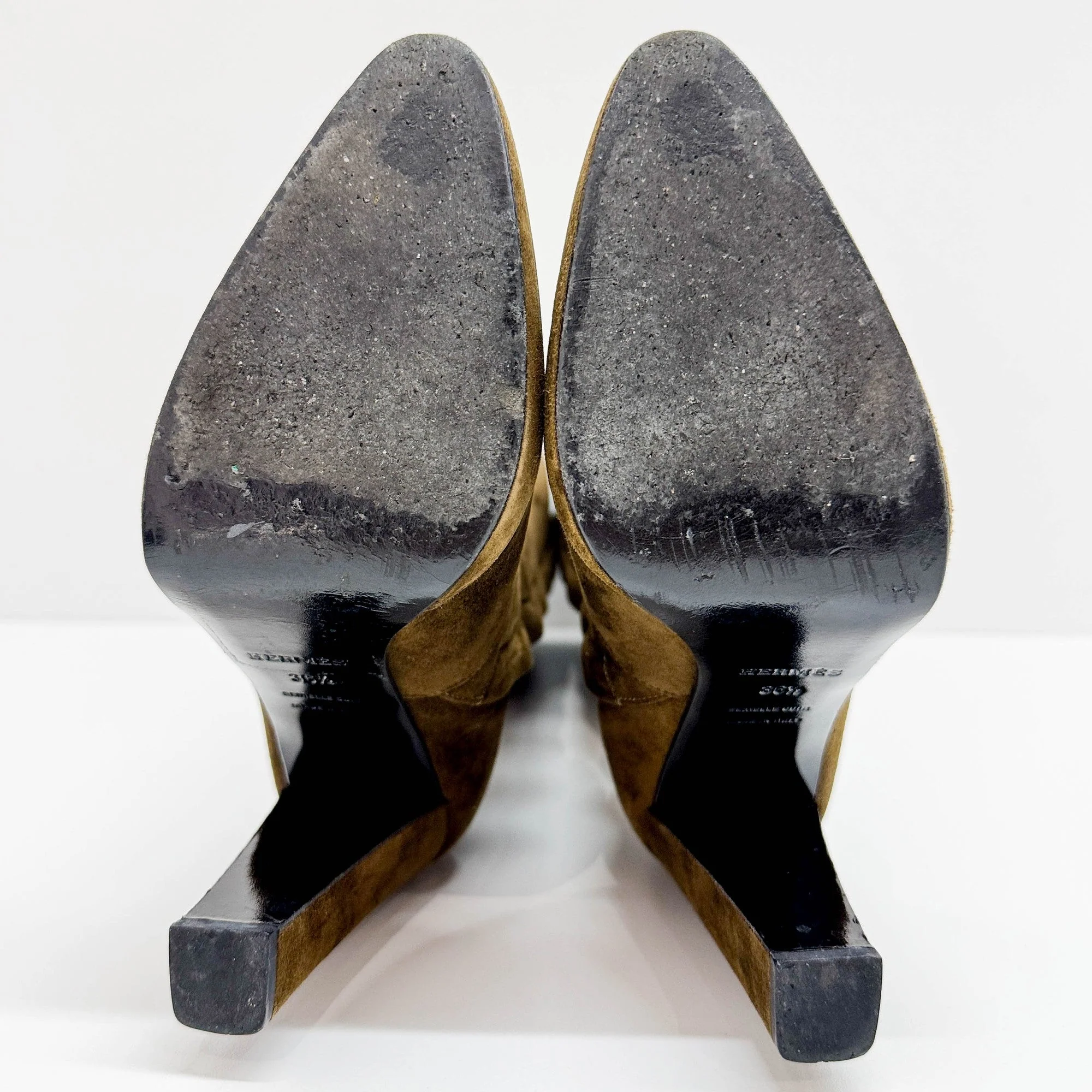 Size EU 36 1/2 Olive Brown Suede Boots - Image 6