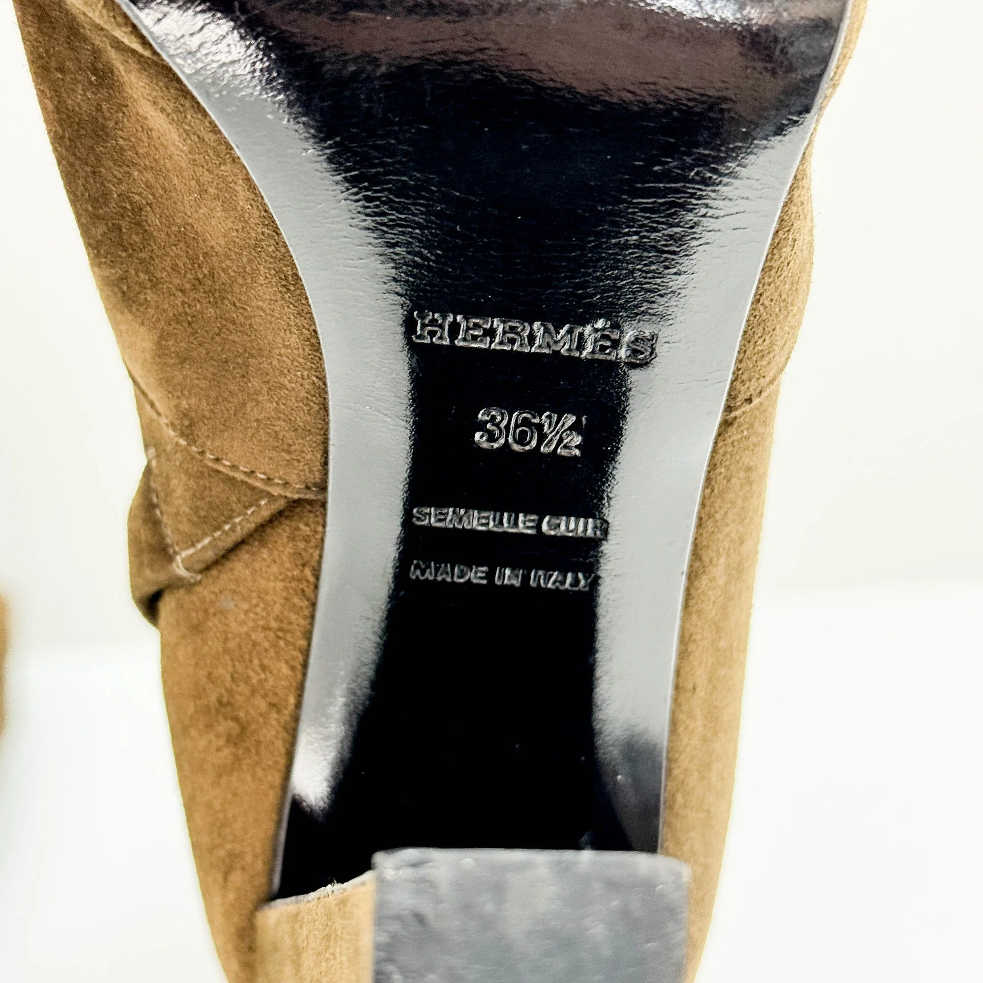 Size EU 36 1/2 Olive Brown Suede Boots - Image 8