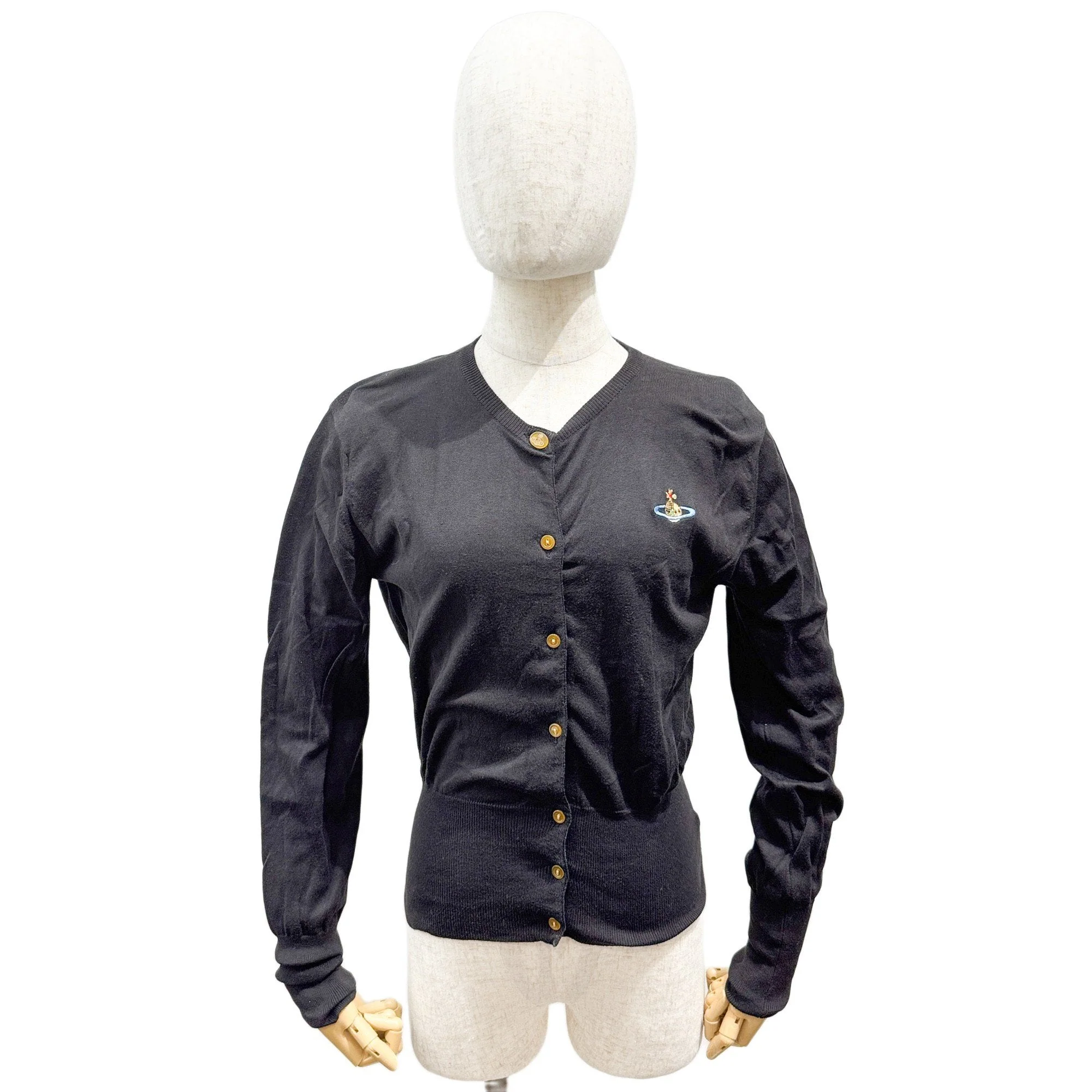 Size L EU Black Cotton Cardigan - Image 3
