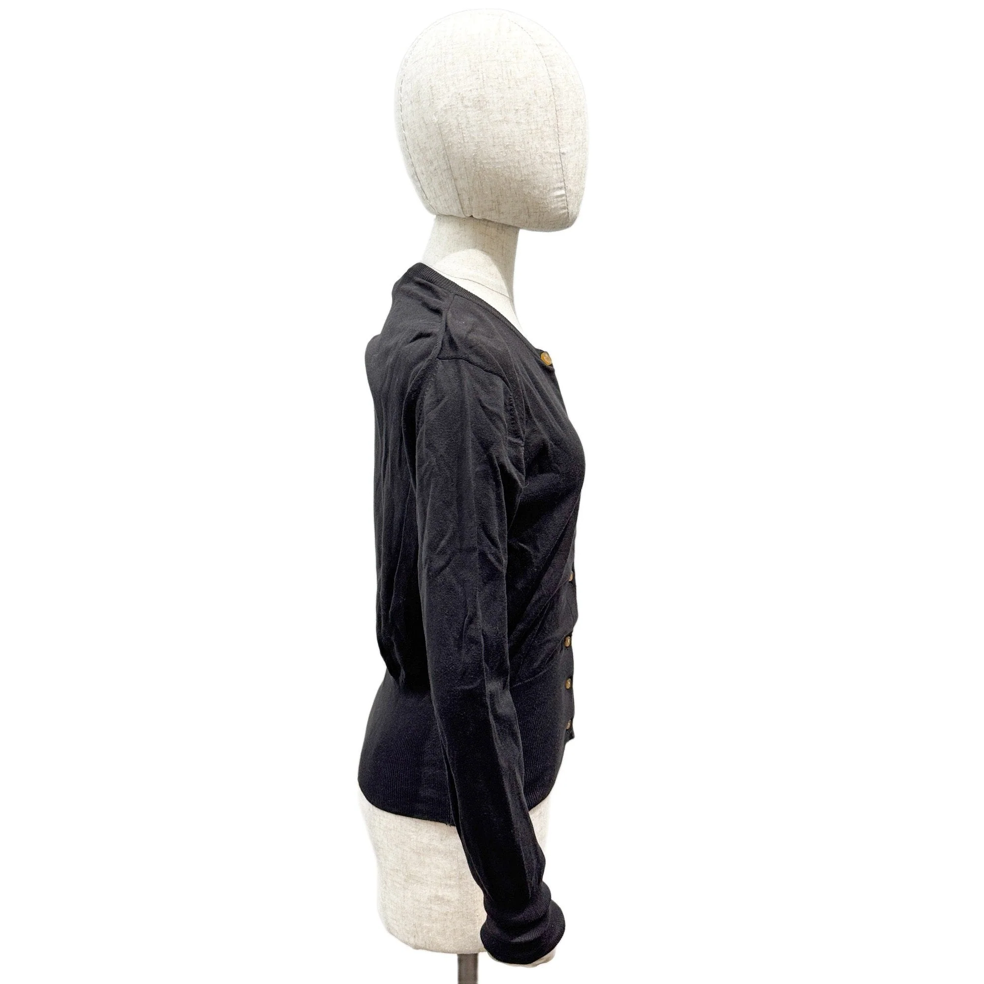 Size L EU Black Cotton Cardigan - Image 4