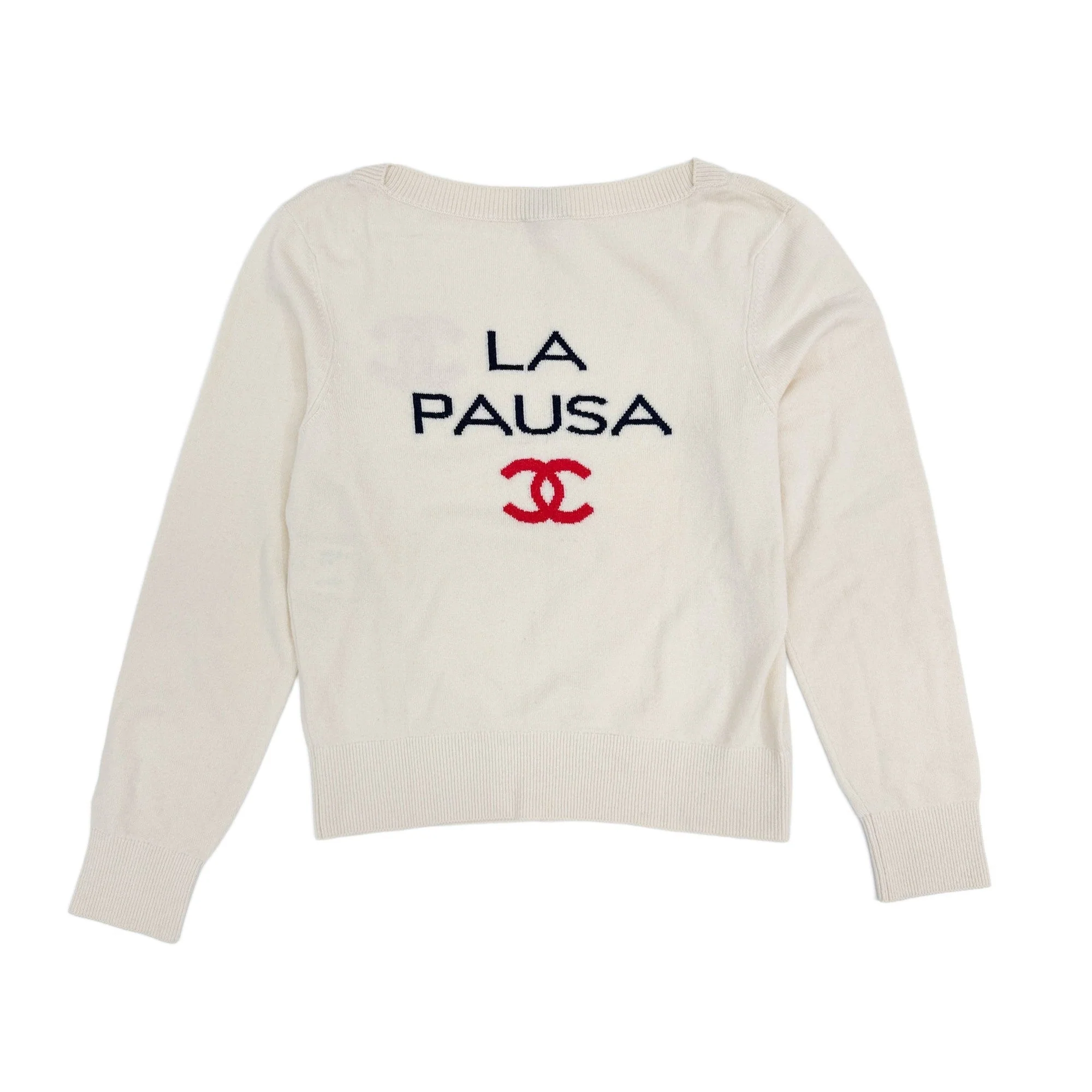 Size34 Beige Knit Sweater LA PAUSA Red Coco Emblem - Image 2