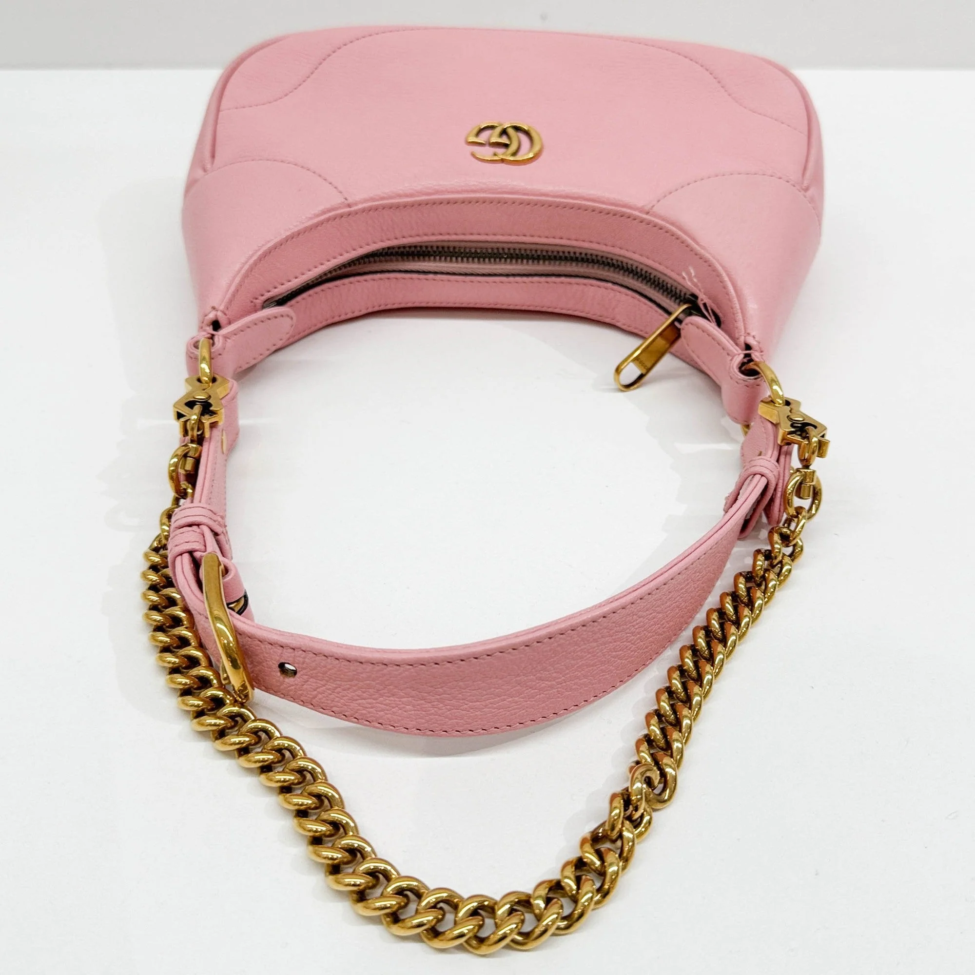 Small Aphrodite Pink Leather Two Way Bag - Image 6