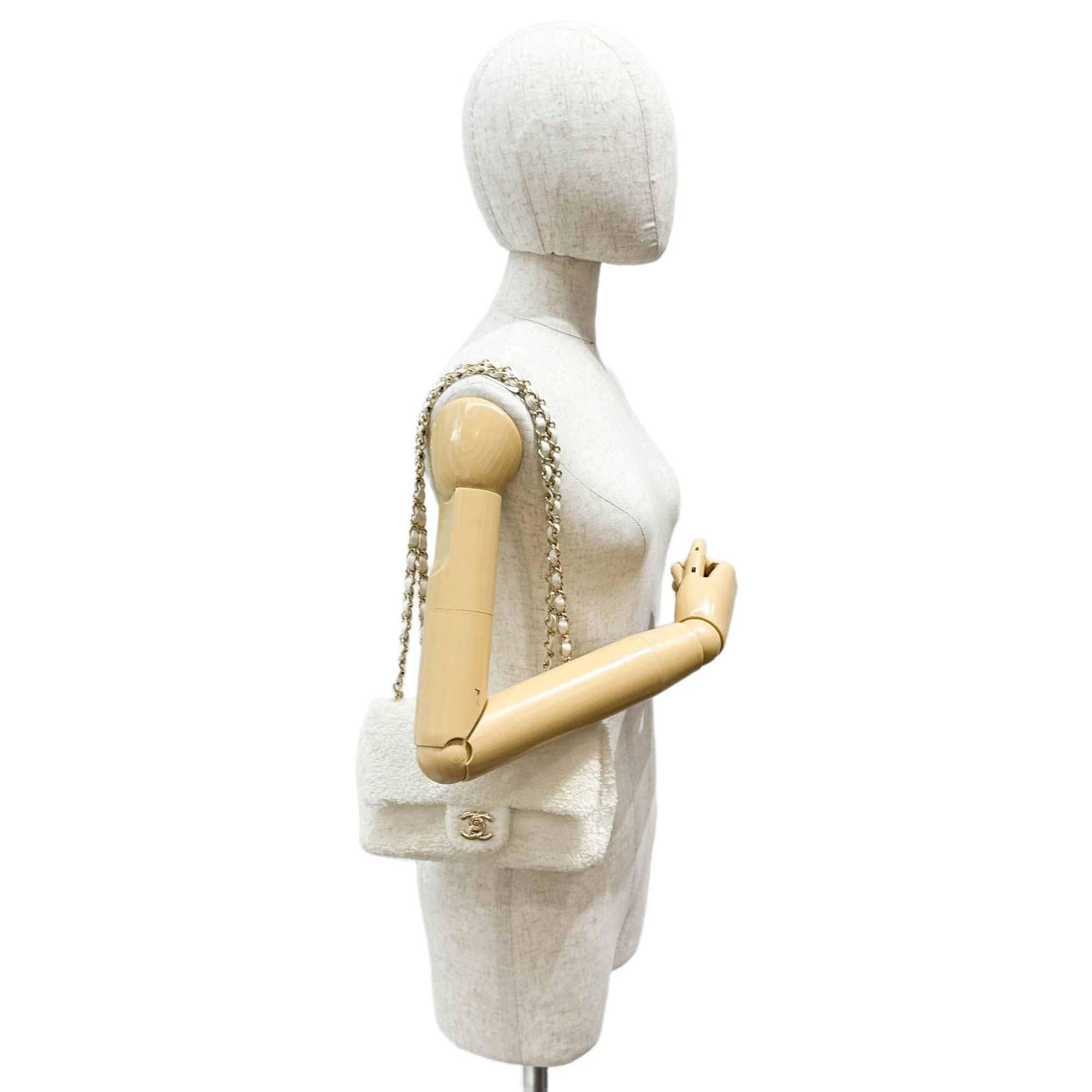 Mini Classic Flap 2019 White Sequin Shoulder Bag - Image 3