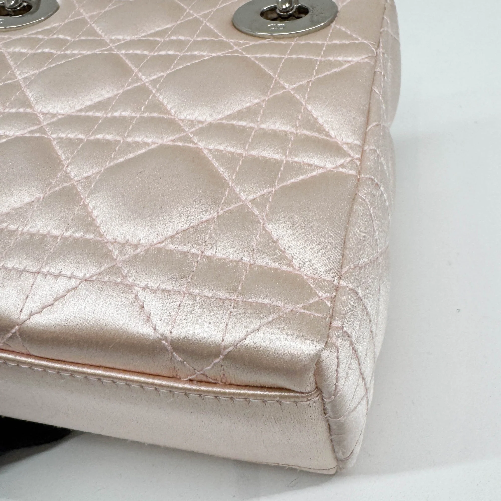 Mini Lady Dior Powder Pink Cannage Satin Hand Bag - Image 11