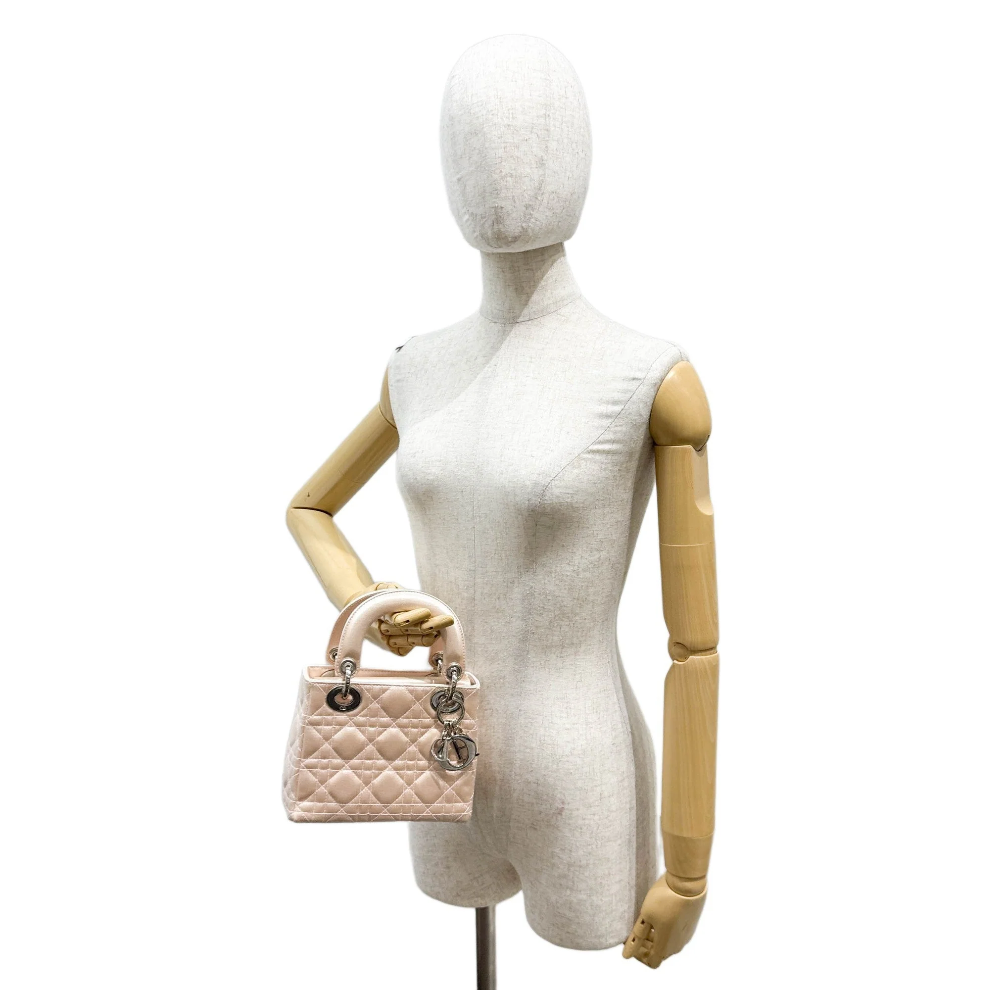 Mini Lady Dior Powder Pink Cannage Satin Hand Bag - Image 3