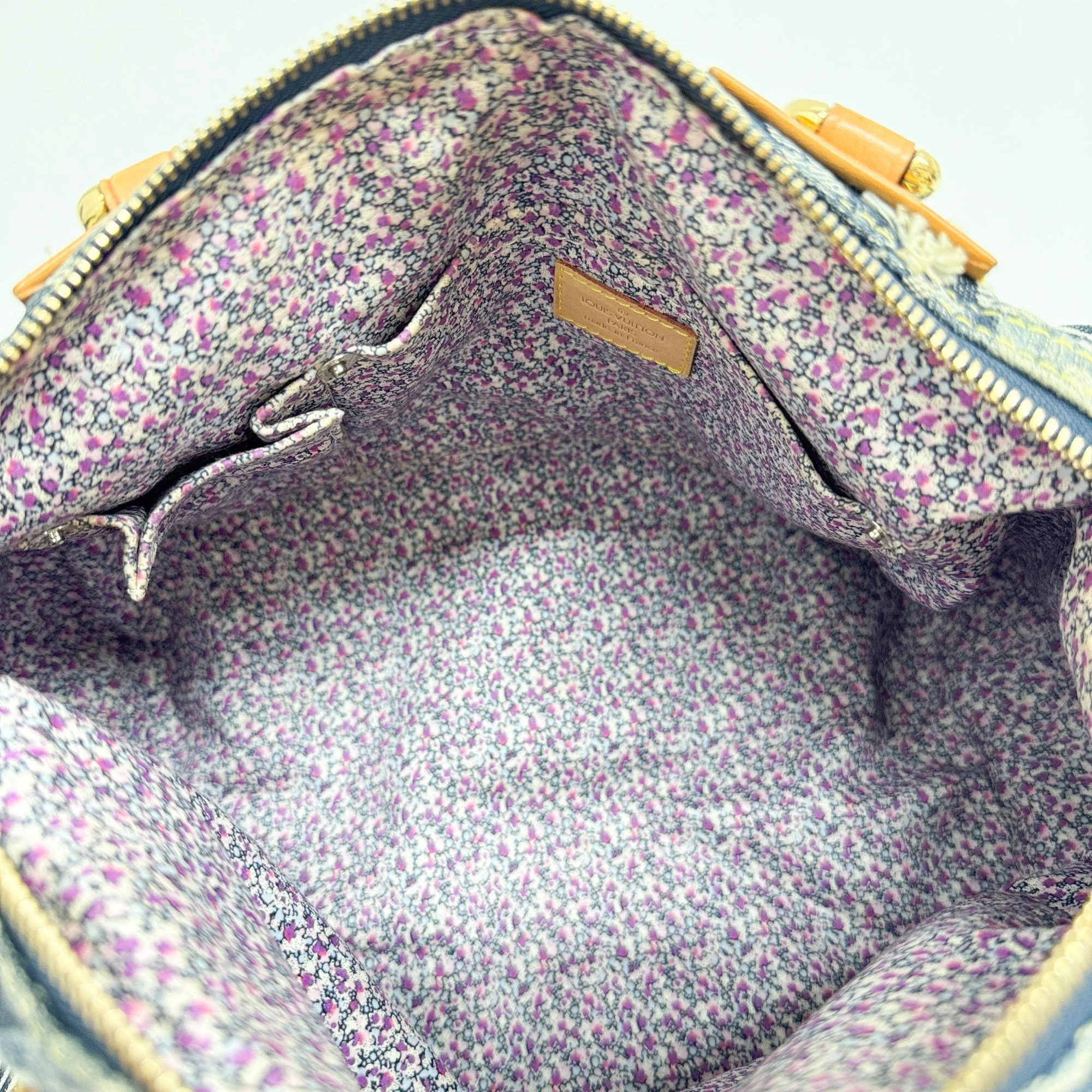 Speedy 30 Patchwork Blue Monogram Denim Hand Bag - Image 13