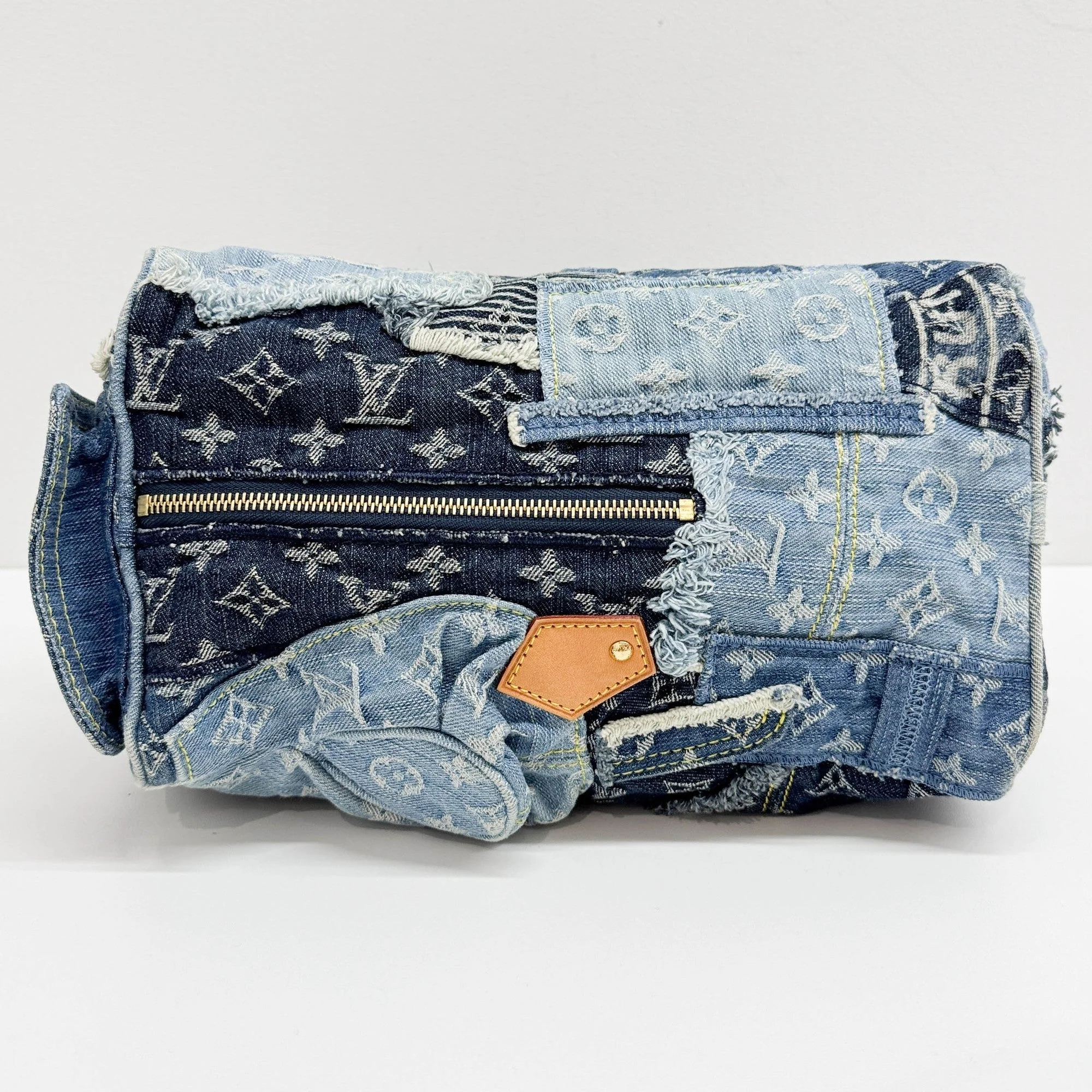 Speedy 30 Patchwork Blue Monogram Denim Hand Bag - Image 8