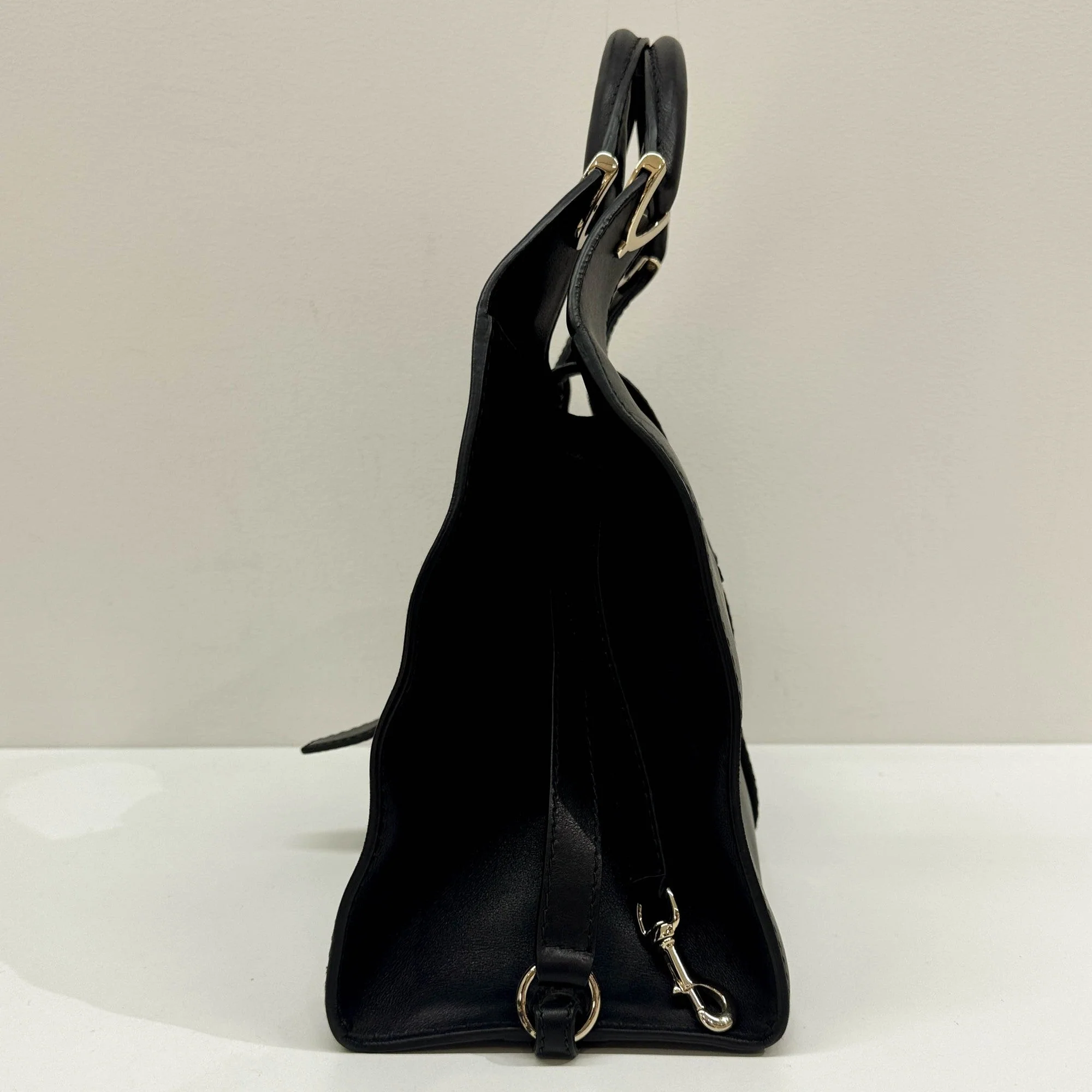 Stirrup Black Leather Hand Bag - Image 4