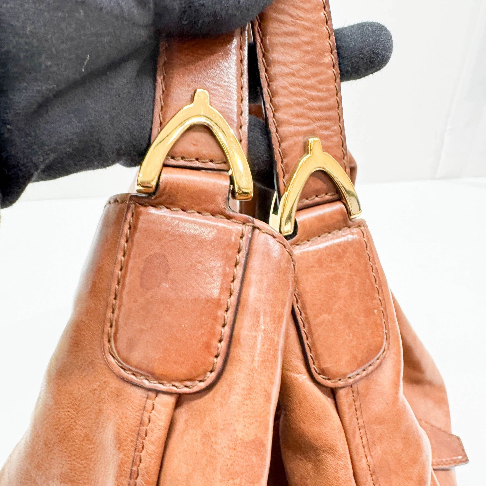 Stirrup Brown Leather Hobo Bag - Image 10