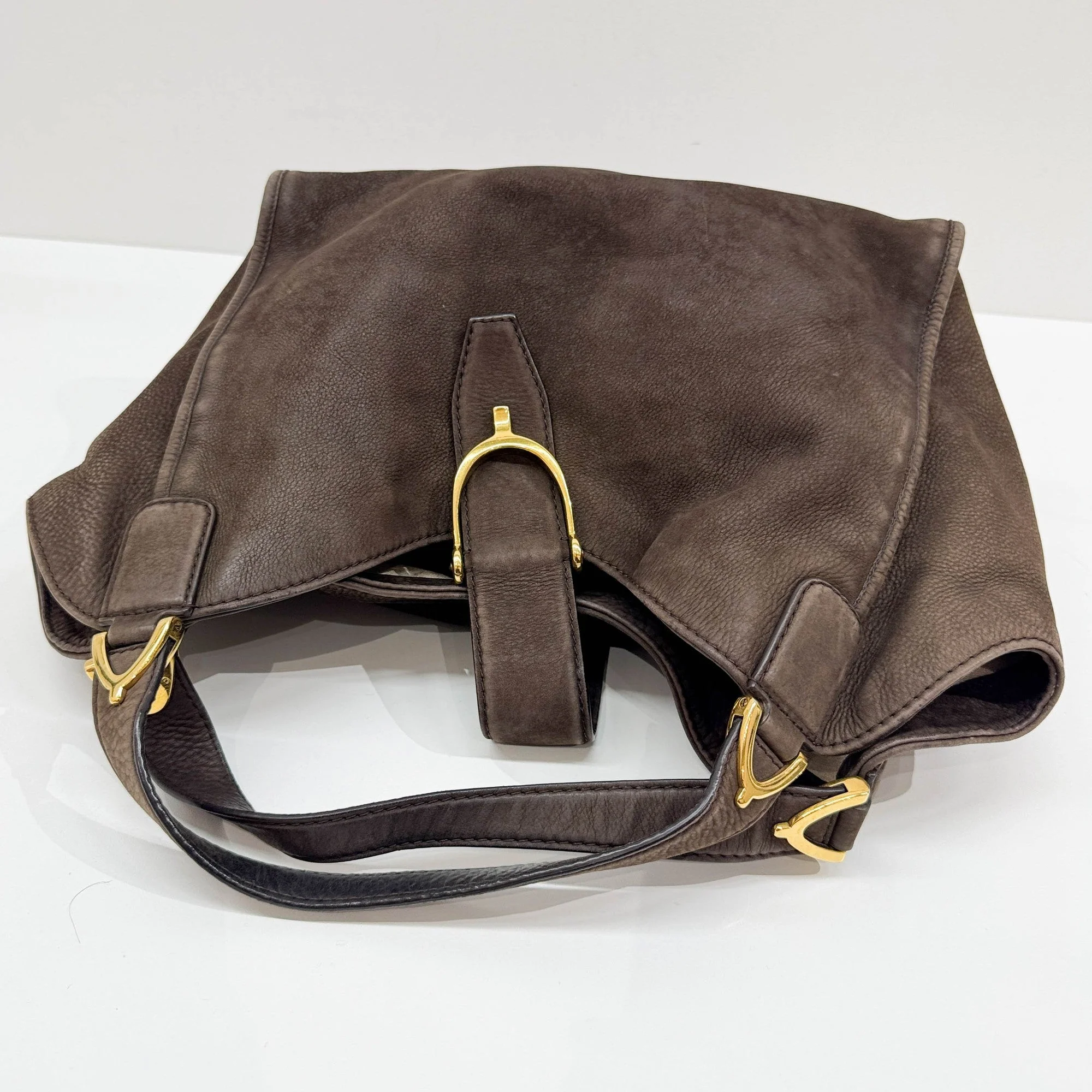 Stirrup Brown Leather Shoulder Bag - Image 6