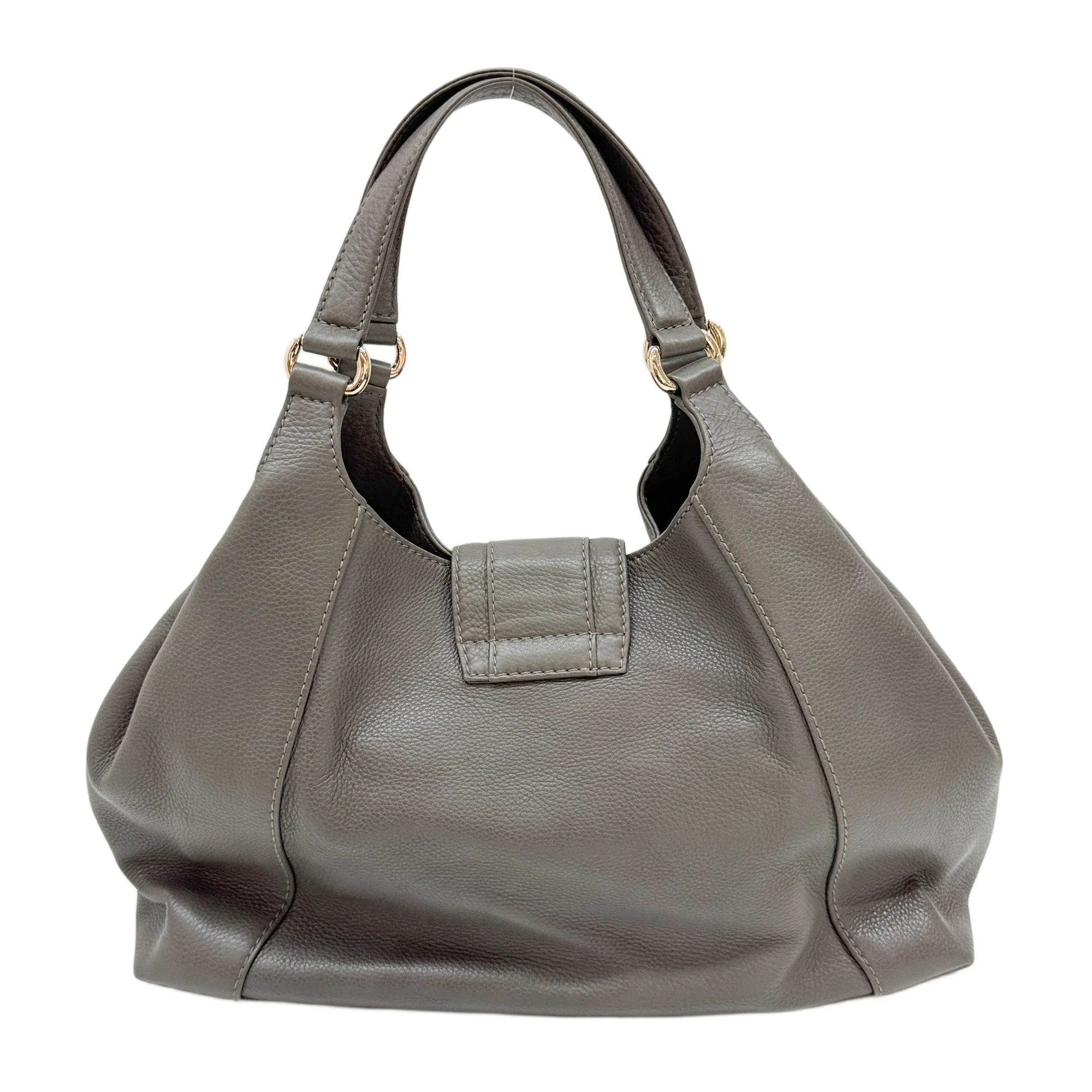 Stirrup Grey Leather Shoulder Bag - Image 2