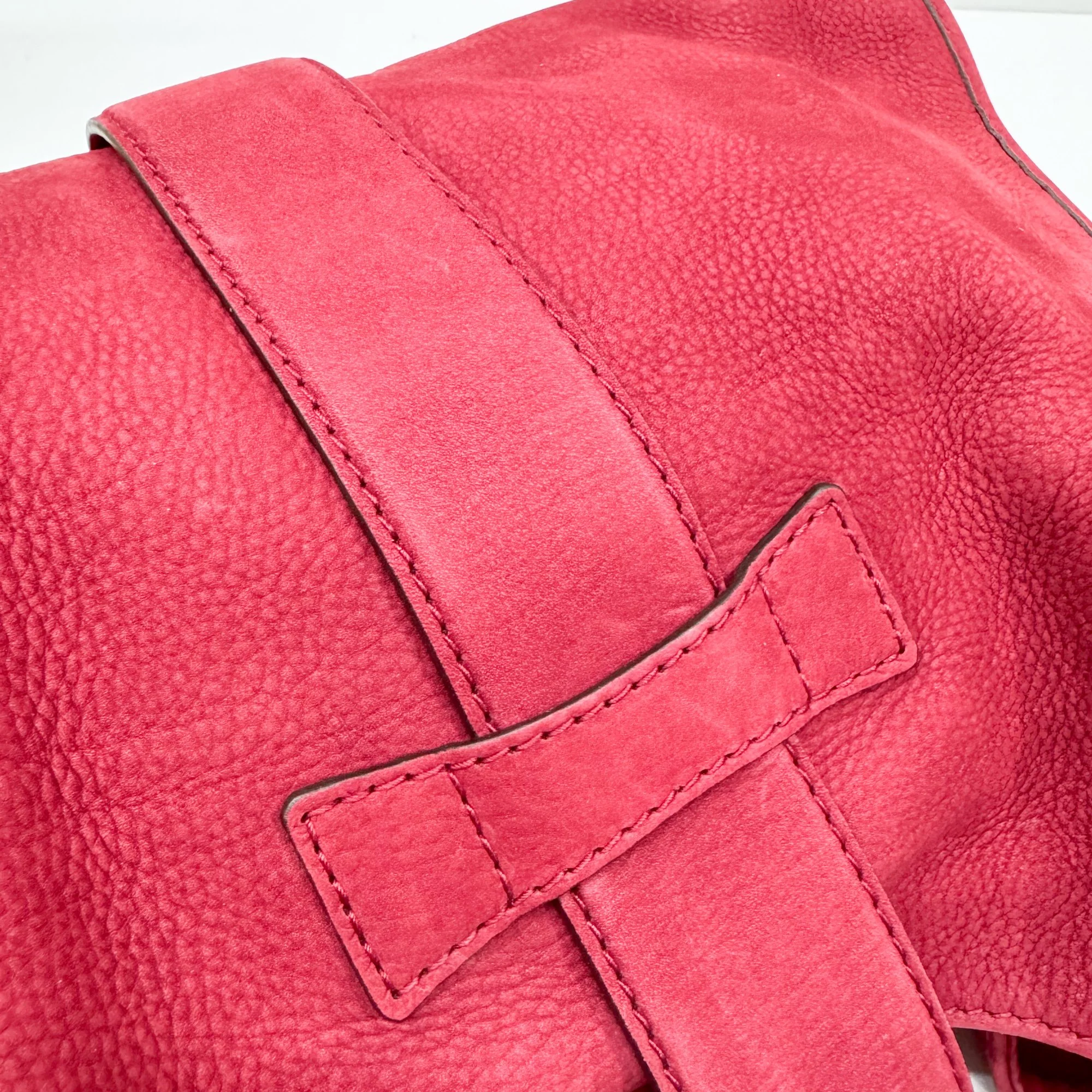 Stirrup Red Nubuck Leather Shoulder Bag - Image 14