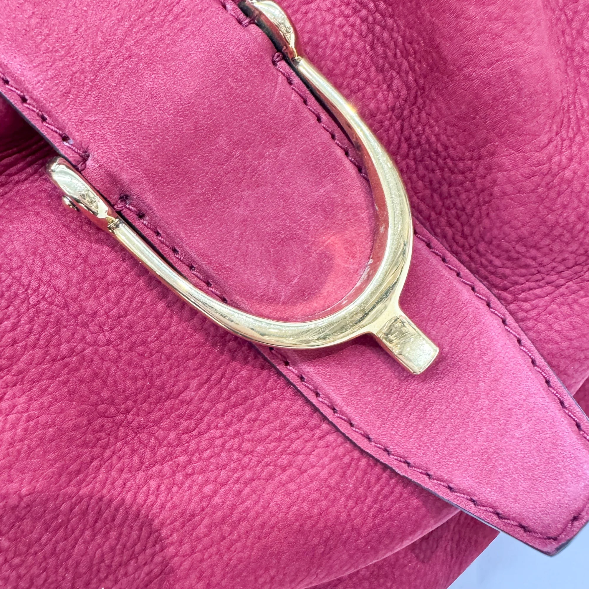 Stirrup Red Nubuck Leather Shoulder Bag - Image 15
