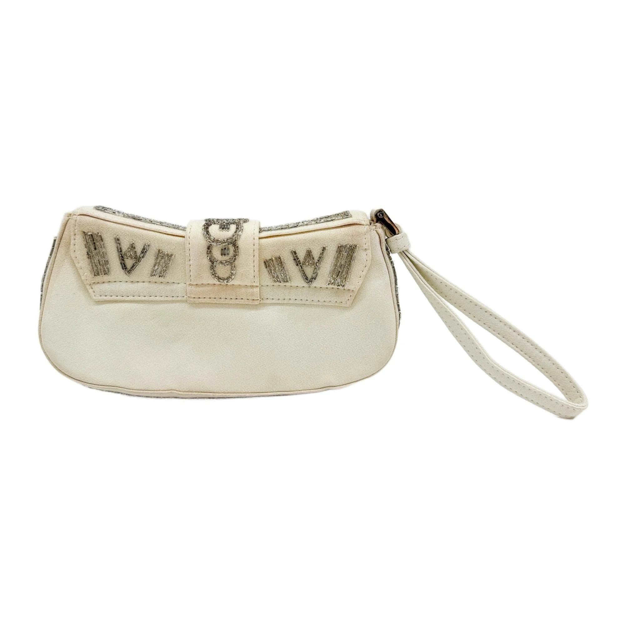 Street Chic Columbus Beaded Beige Viscose Clutch Bag - Image 2