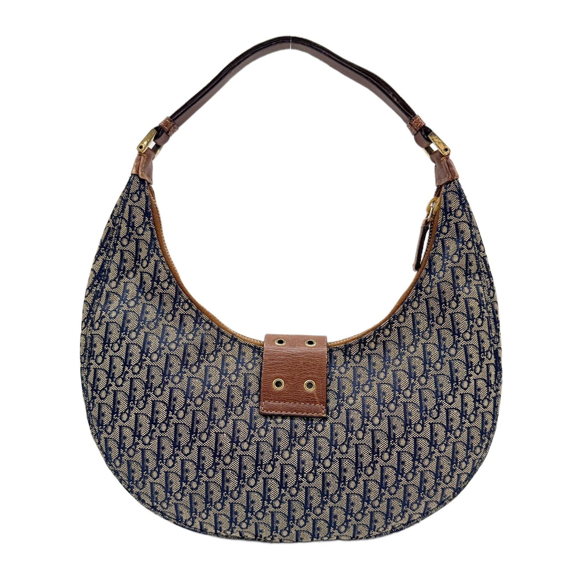 Street Chic Half-Moon Brown Trotter Canvas Hobo Bag - Image 2