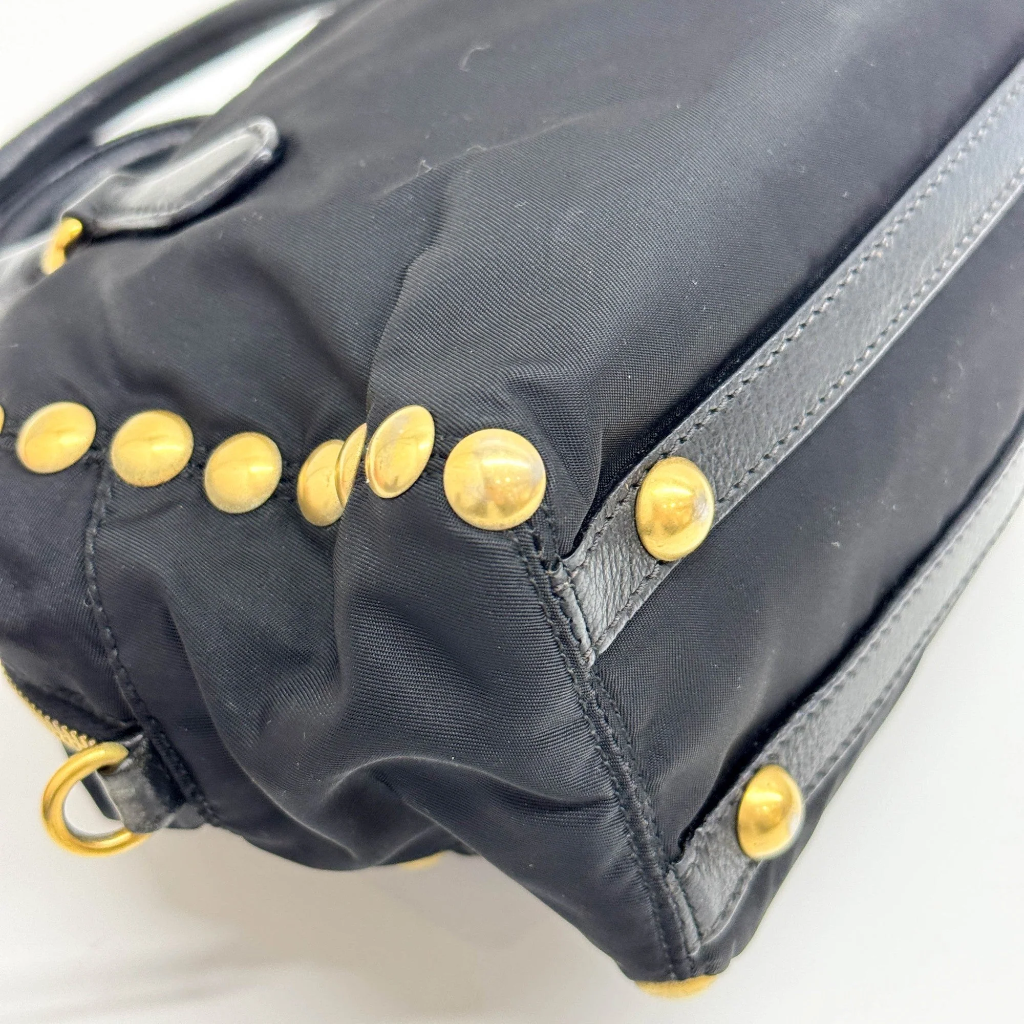 Studded Black Nylon Two Way Bag - Image 11