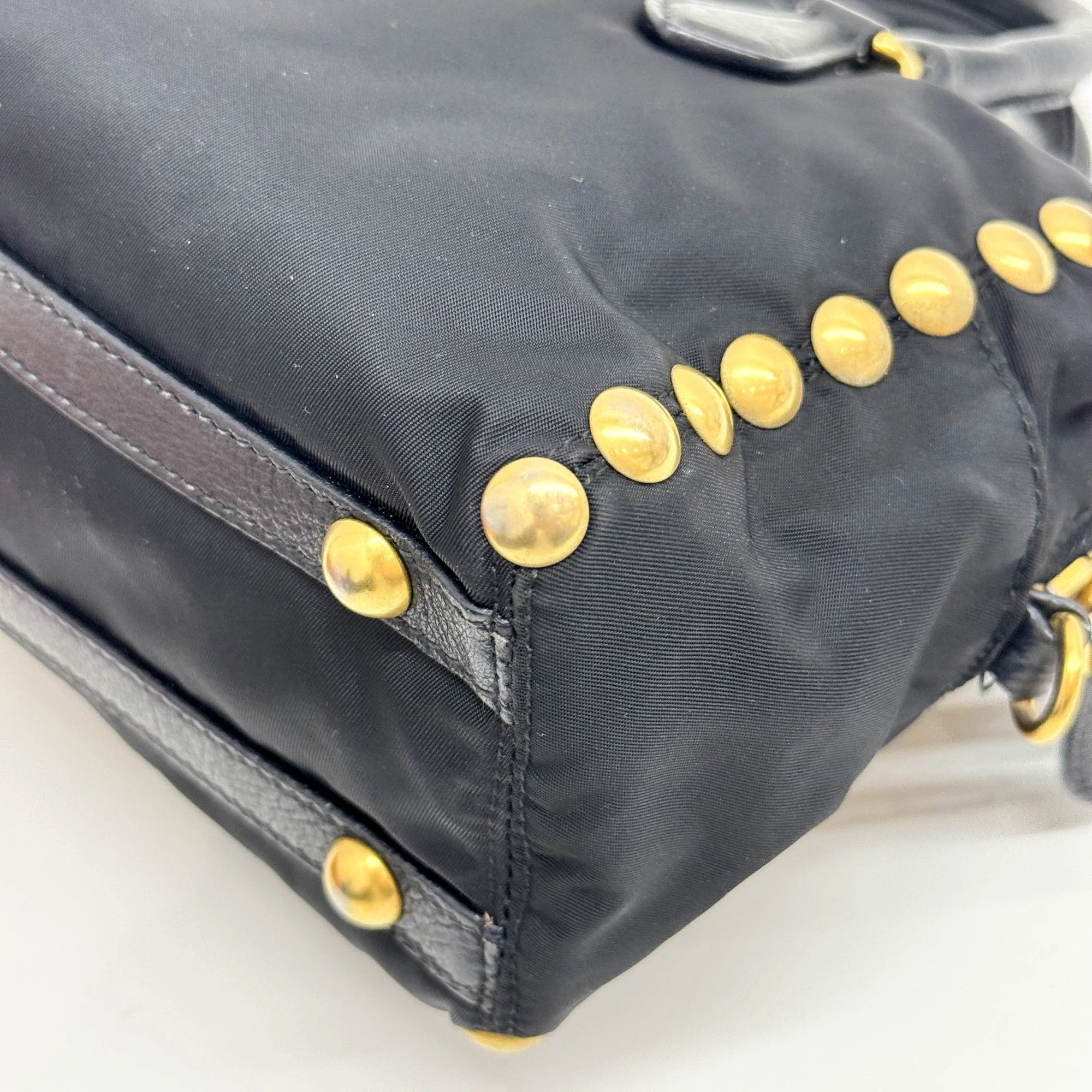 Studded Black Nylon Two Way Bag - Image 12