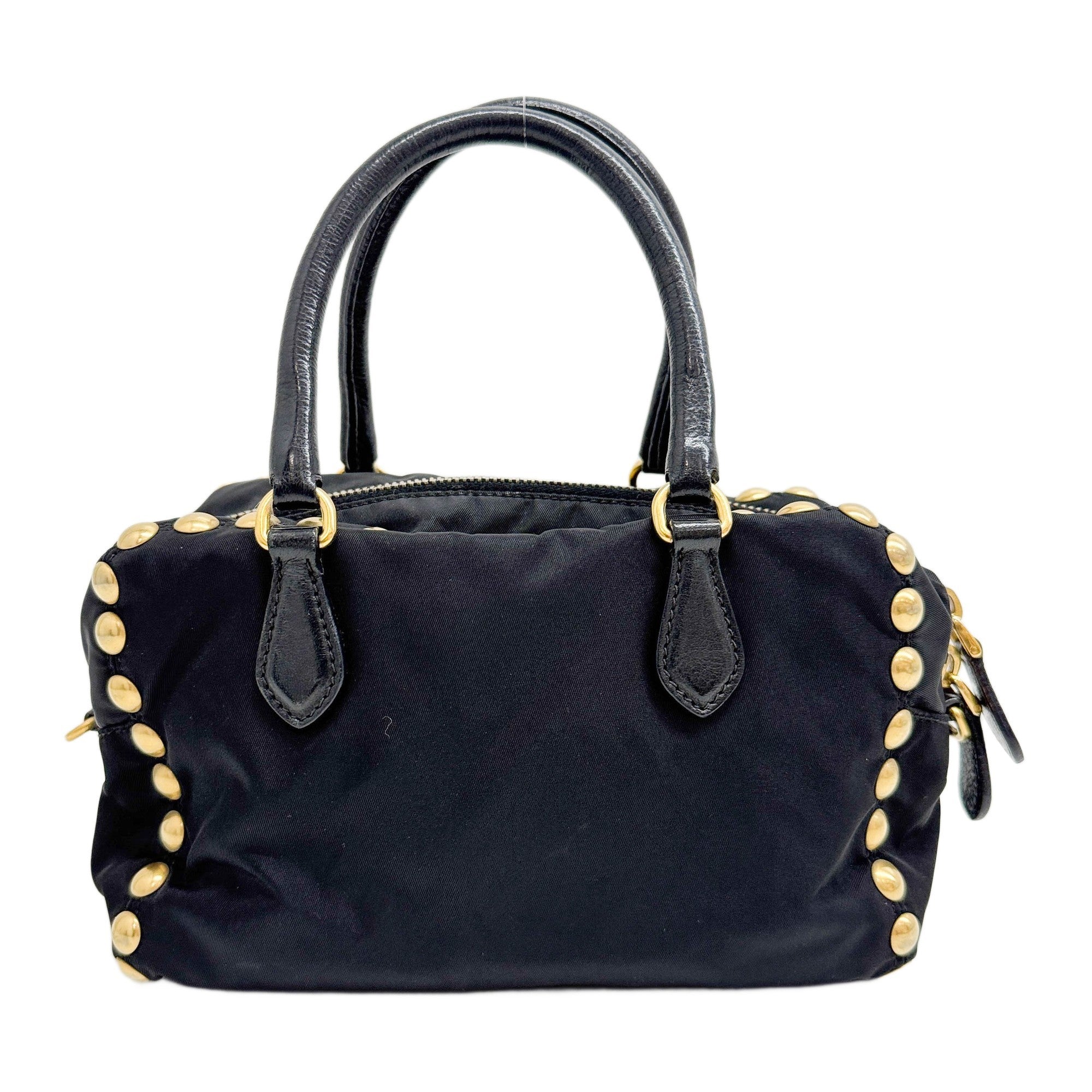 Studded Black Nylon Two Way Bag - Image 2