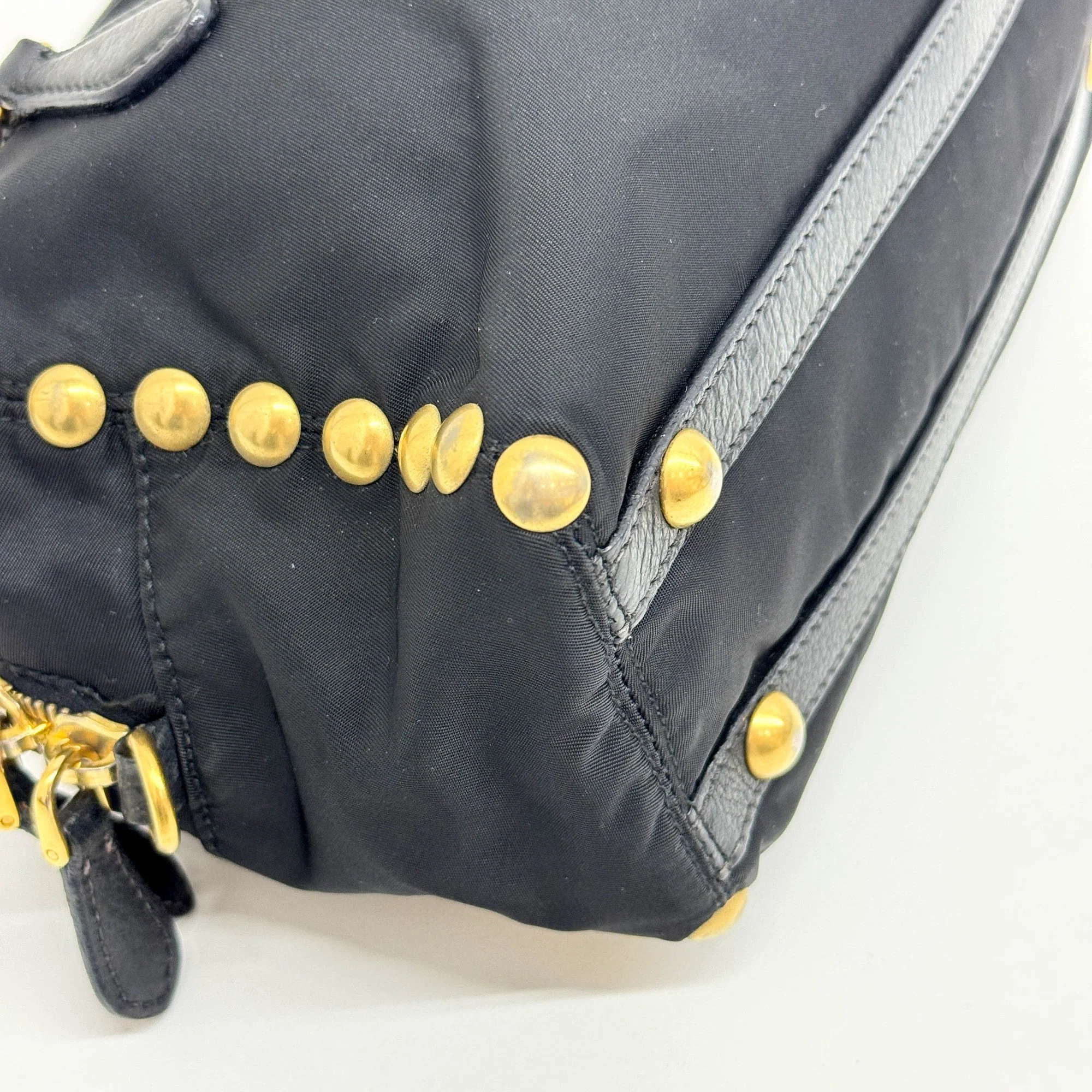 Studded Black Nylon Two Way Bag - Image 9
