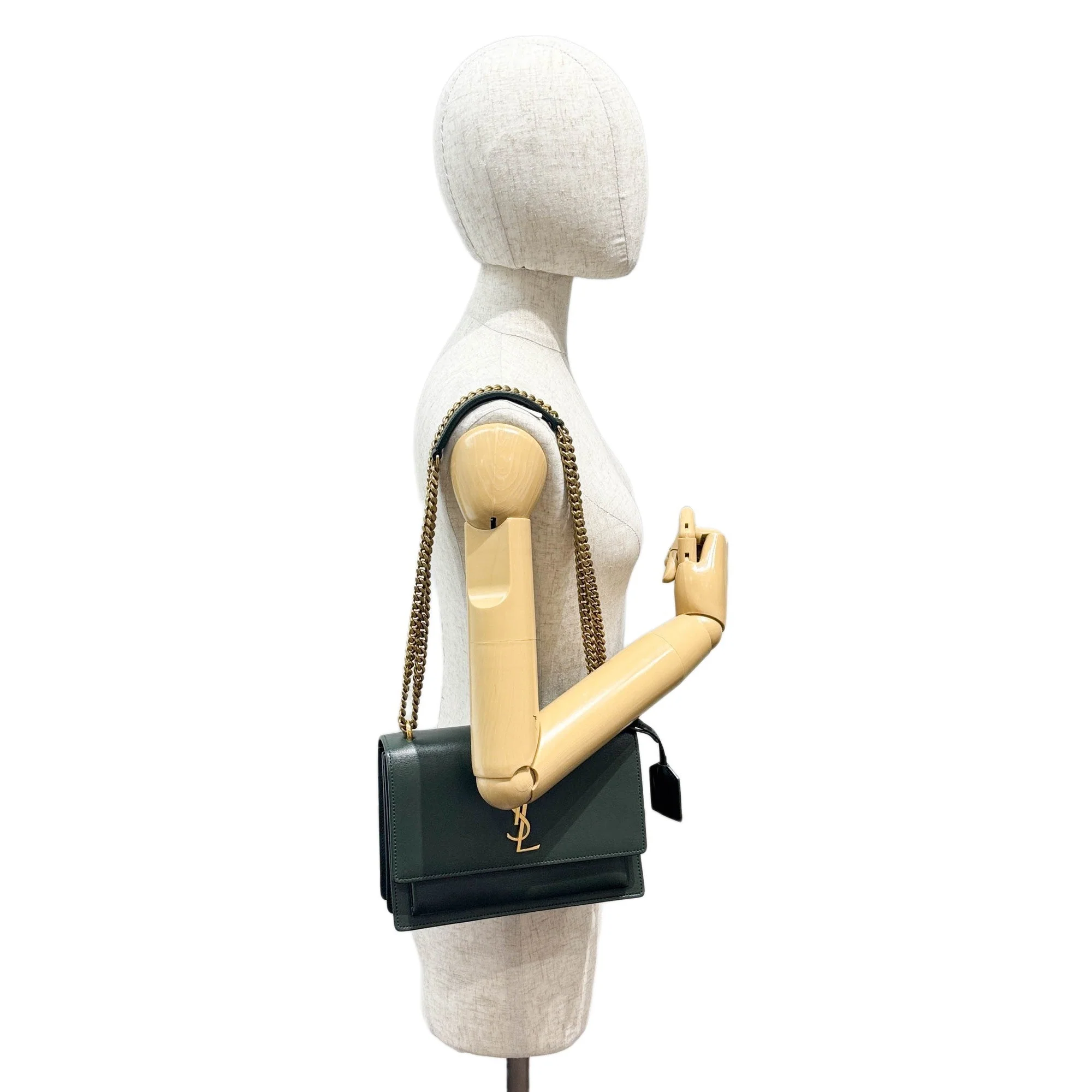 Sunset Forest Green Leather Shoulder Bag - Image 3