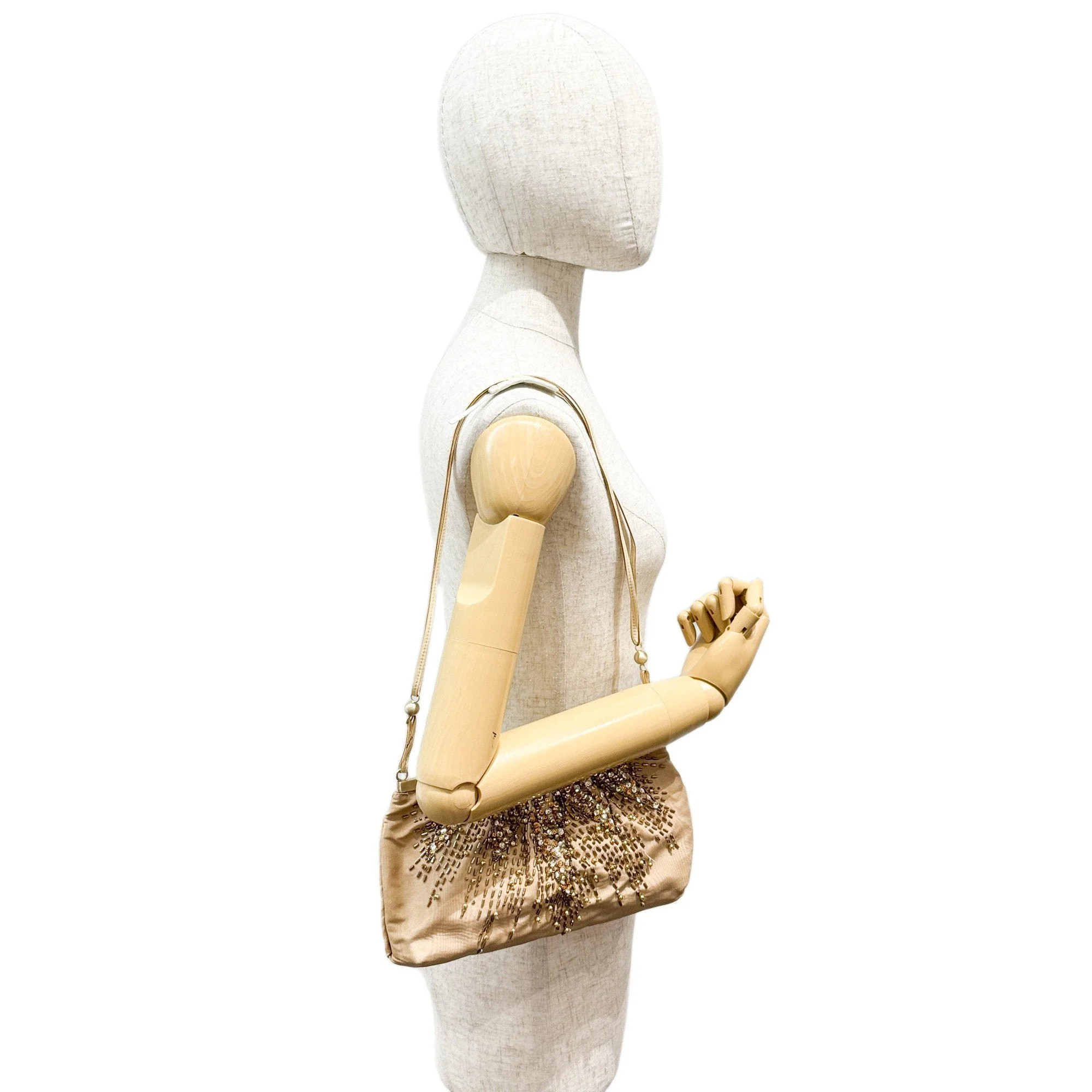 Tan Beaded Shoulder Bag - Image 3
