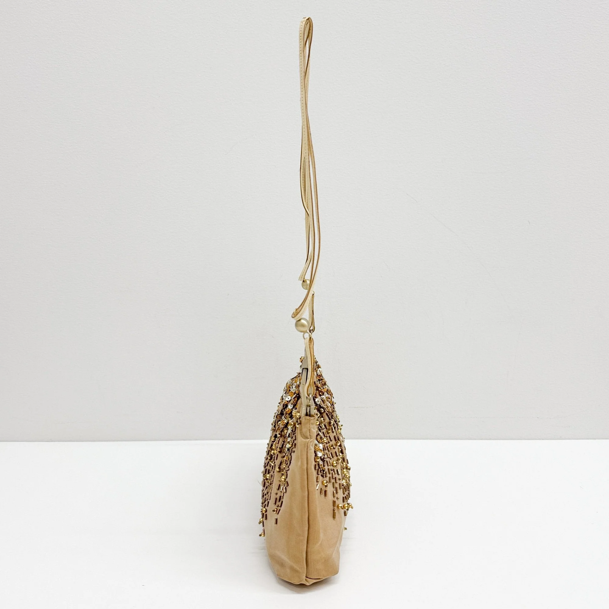 Tan Beaded Shoulder Bag - Image 4