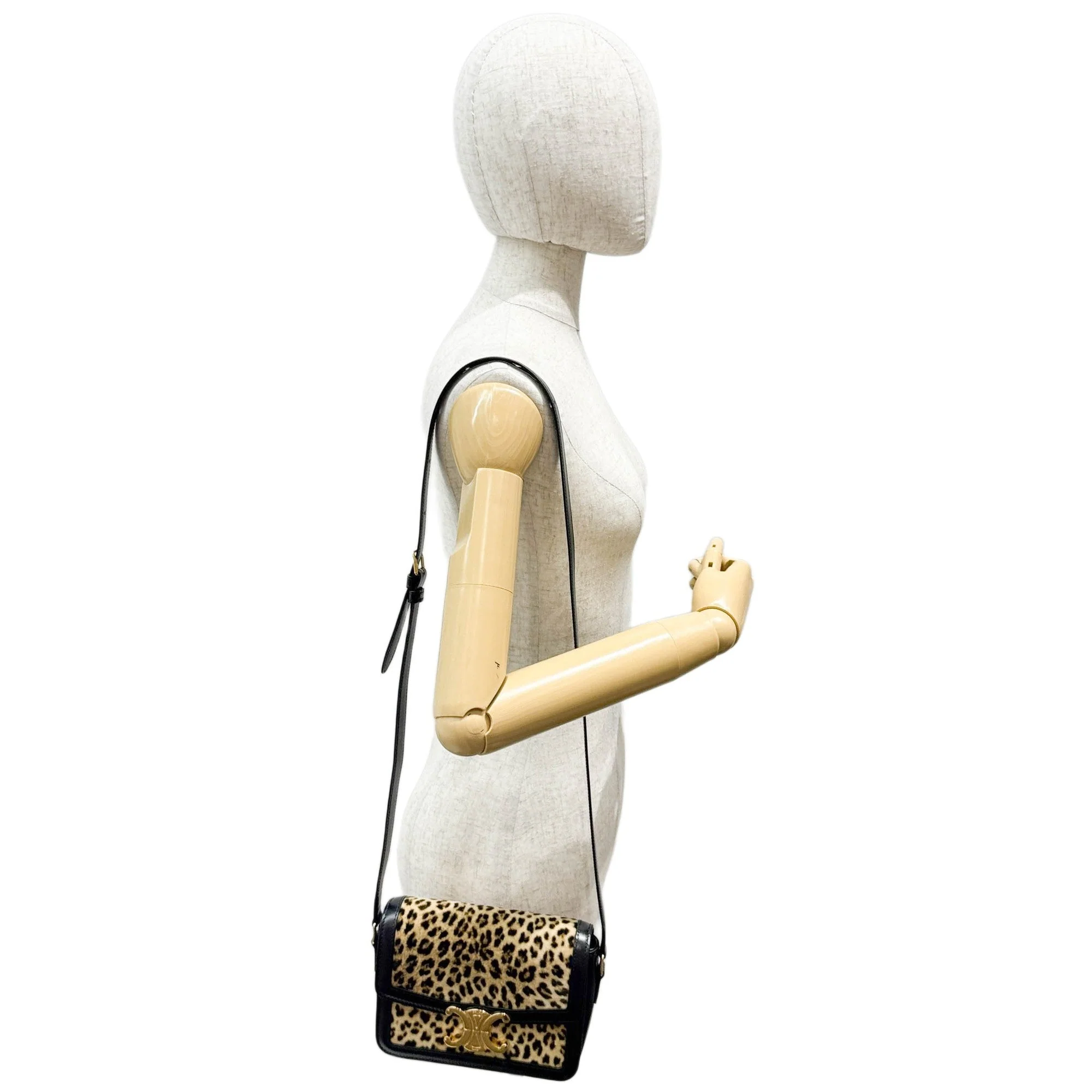 Teen Triomphe Black Trim Brown Leopard Print Velvet Crossbody Bag - Image 3