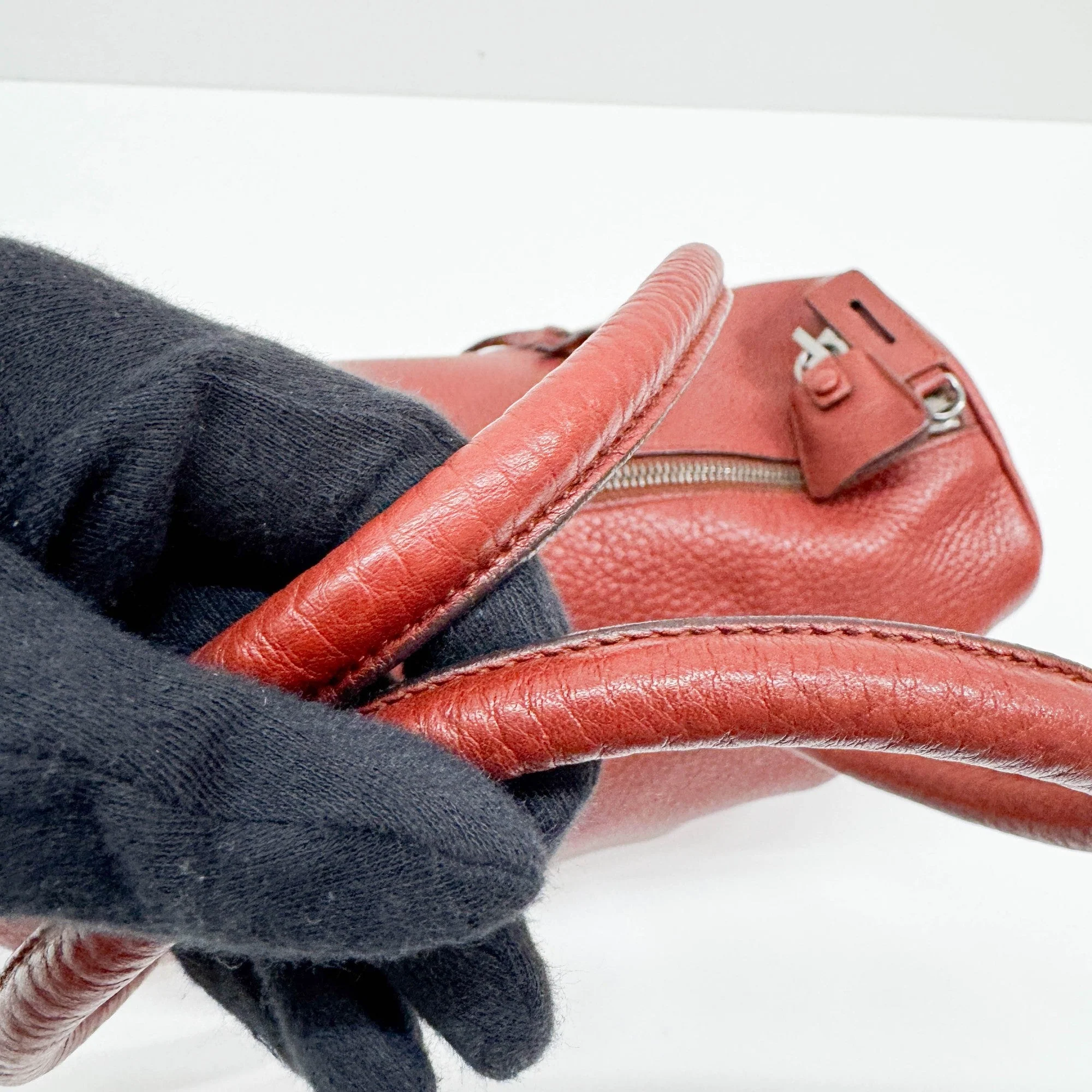 Terracotta Leather Shoulder Bag - Image 8