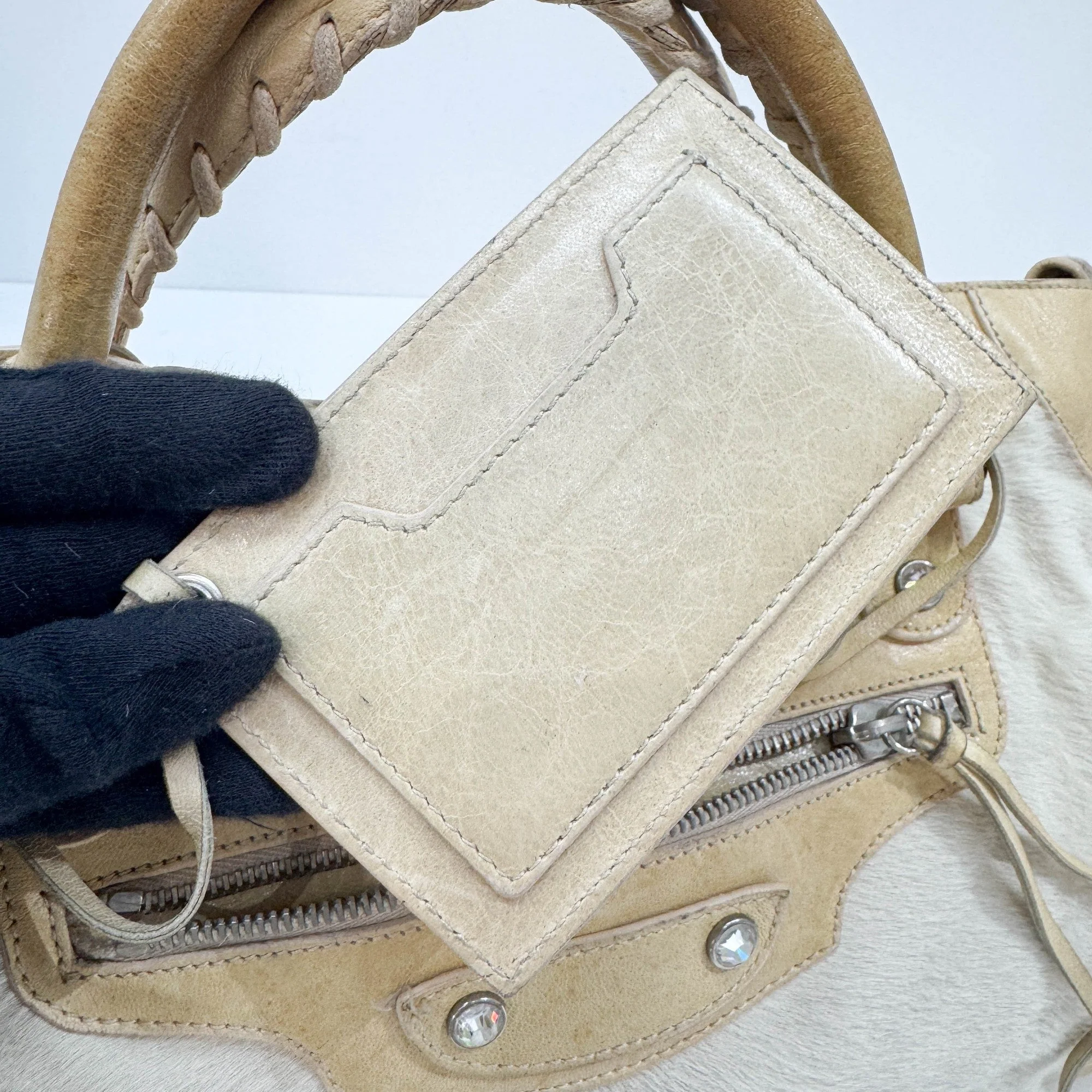 The City Beige Pony Hair Two Way Bag - Image 16