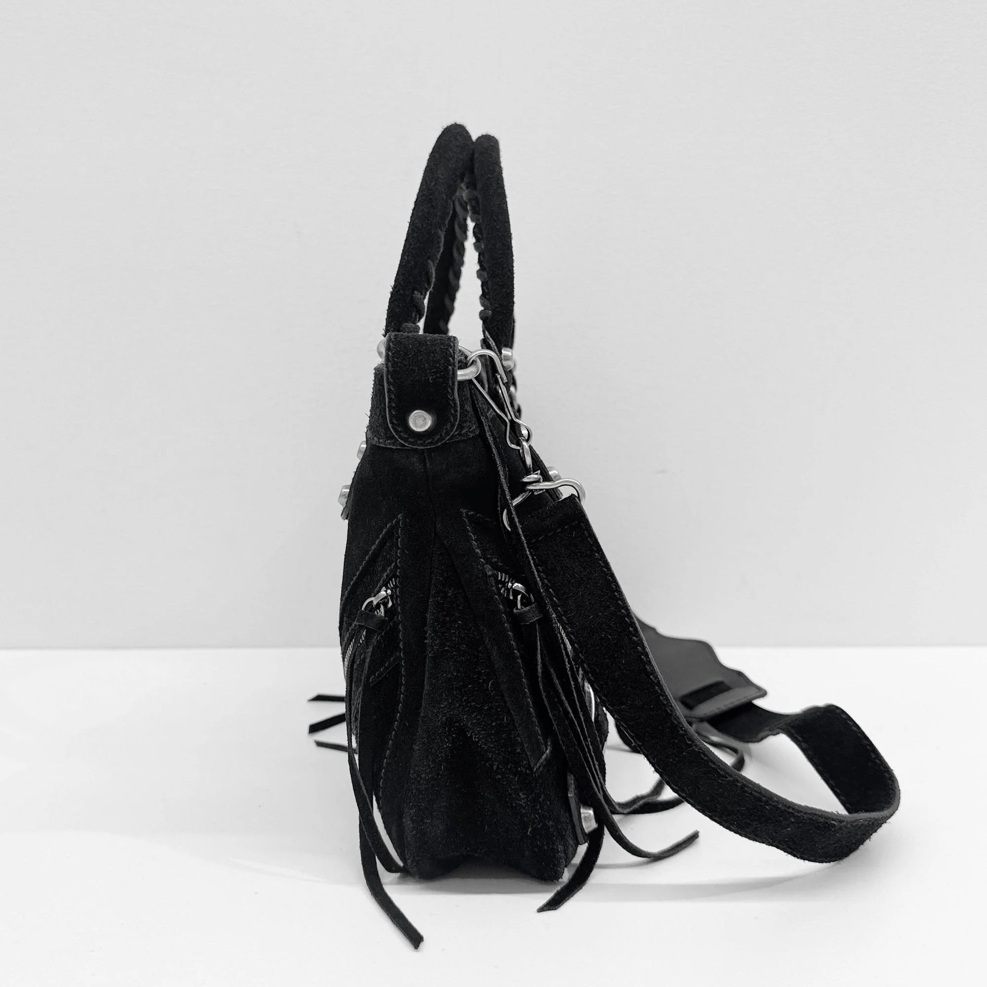The City Black Suede Two Way Bag - Image 5