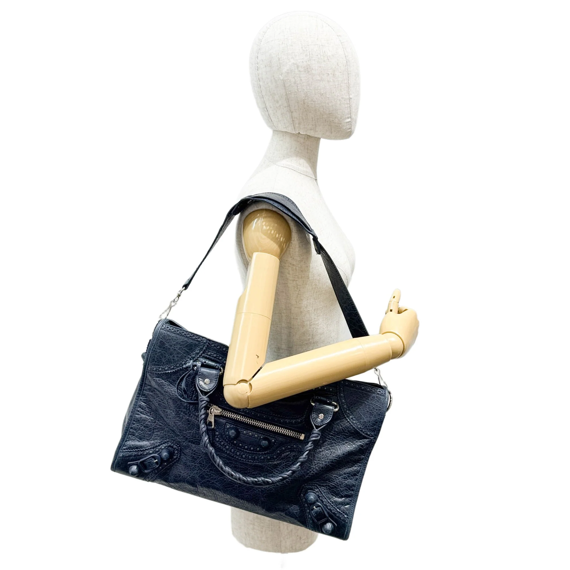 The City Blue Leather Two Way Bag - Image 3